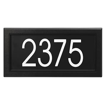 Rectangular Address Plaque 4 Peel & Stick House Numbers INCLUDED Outdoor Weatherproof Home Sign PRO-DF - Made in Canada (Black/Black)