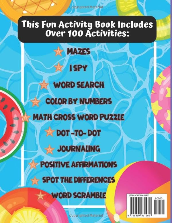 Summer Activity Book for Kids Ages 6 - 9 | Kids Travel Book: A Big Book of Mazes, Dot to Dot, Word Search, Spot the Differences, Color by Numbers, Math Cross Word Puzzle, I Spy and Much More! image 3