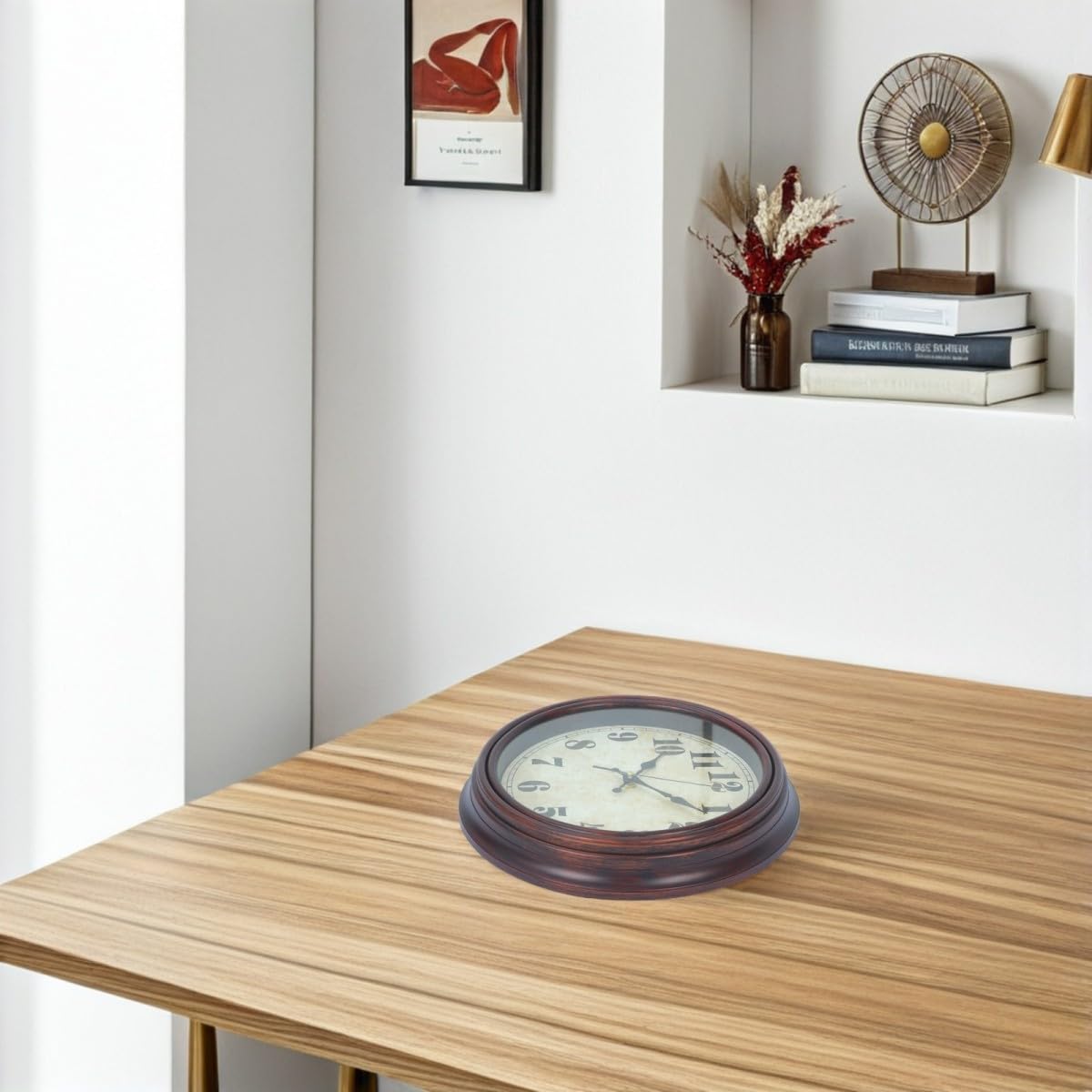 Reloj de Pared Vintage, Reloj de Pared de Cuarzo, 12 Pulgadas, Redondo, Silencioso sin Ruido, Números Clásicos de Alta Visibilidad, de Plástico y Electrónica, para Salón