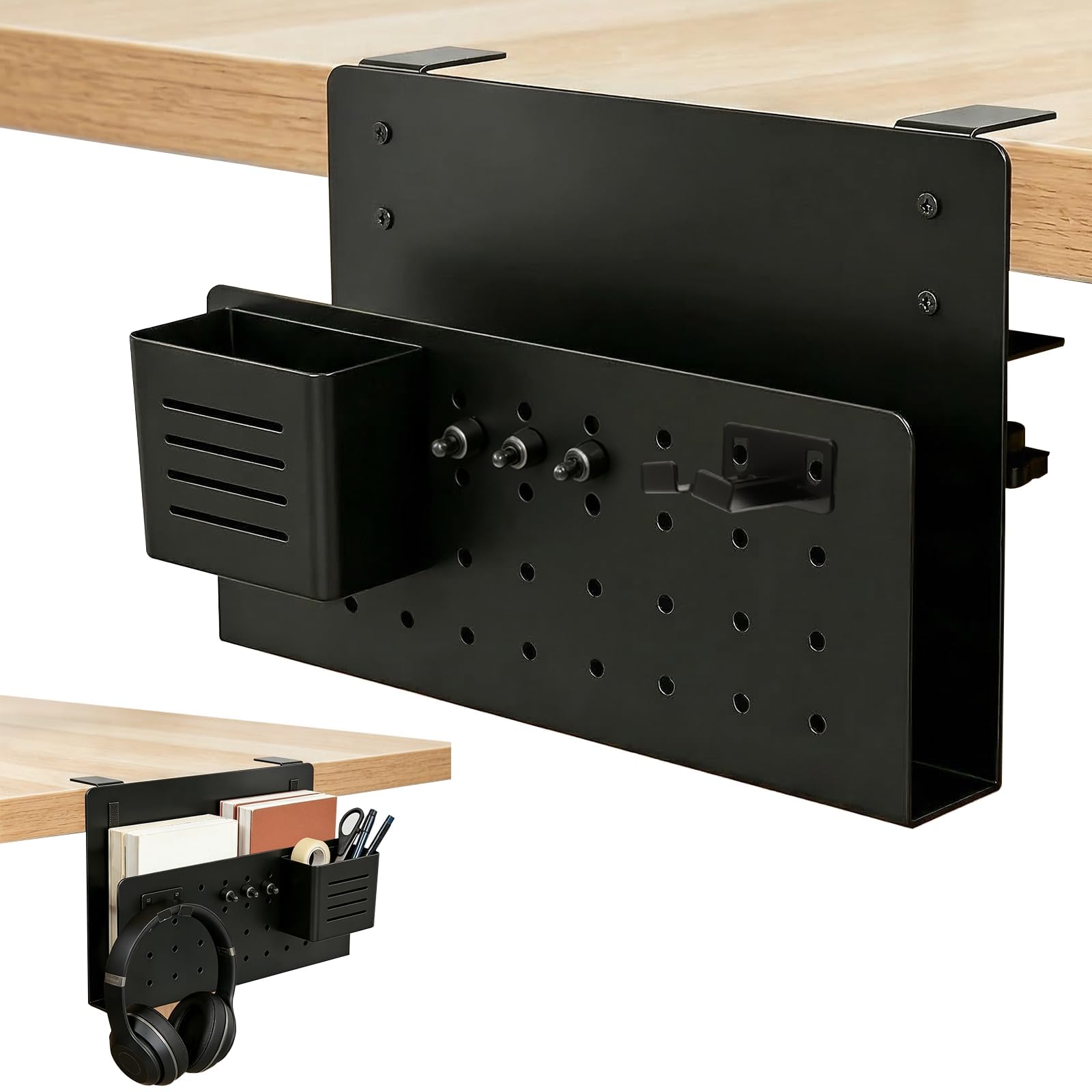 Contenitori Laterali per Scrivania, Supporto per Laptop Sotto Il Tavolo, Organizer Da Scrivania Sospeso Senza Forare, Con Ganci E Ganci per Cavi, Organizer per Ufficio E Home Office