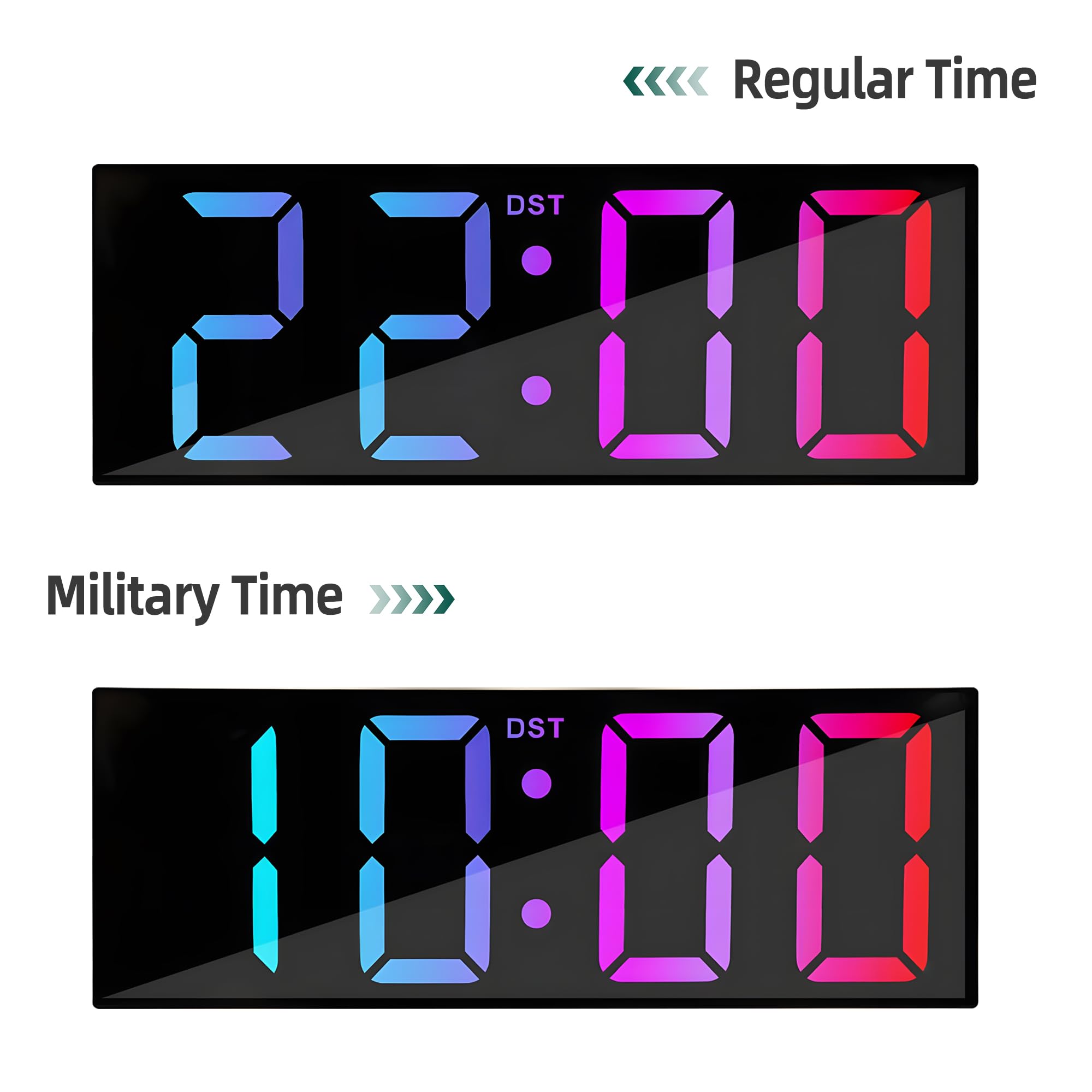 Maxstar 12'' Large Digital Wall Clock with Remote Control, Big LED Screen Display, 8 RGB Color, DST - Image 4