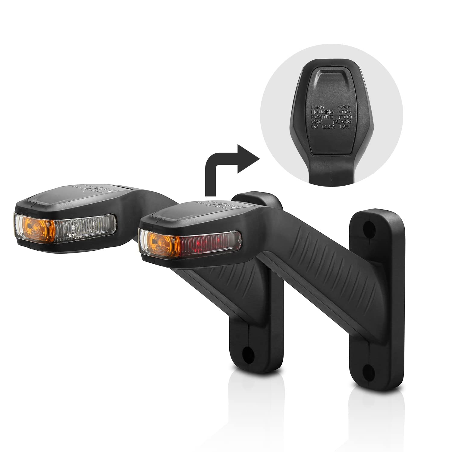 LED Caoutchouc Feu de Gabarit Latéral 12V 24V Etanche Feux de Signalisation Latéraux à LED Feu d’Encombrement Lateral Feux de Position pour Remorque Camion Caravane E-Mark R10