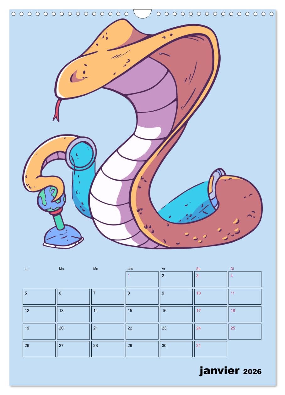 Calendrier 2026 · Animaux Gamers Amusants