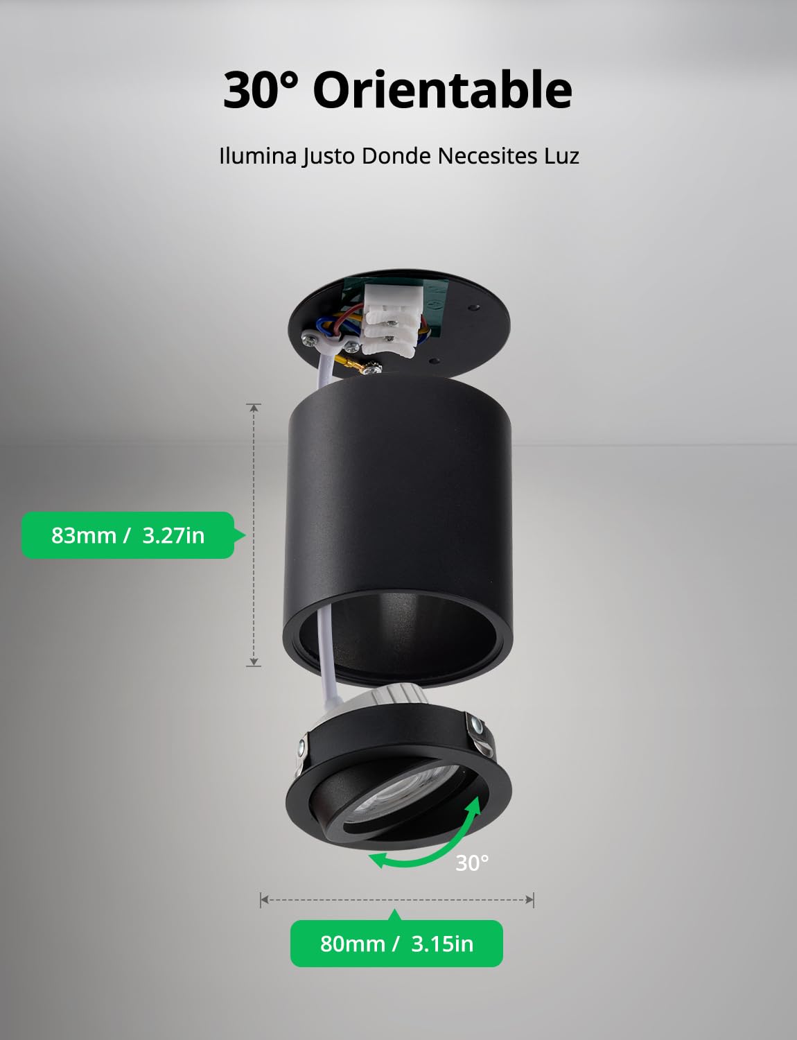 Bojim Focos LED Techo Superficie Negro Regulable, 5,5 W 230V Cilindrico Foco Baño Orientable, IP44 Blanco Calido Natural Frío para Exterior Pasillo, Ø 80 x 83 mm, 4 Peças