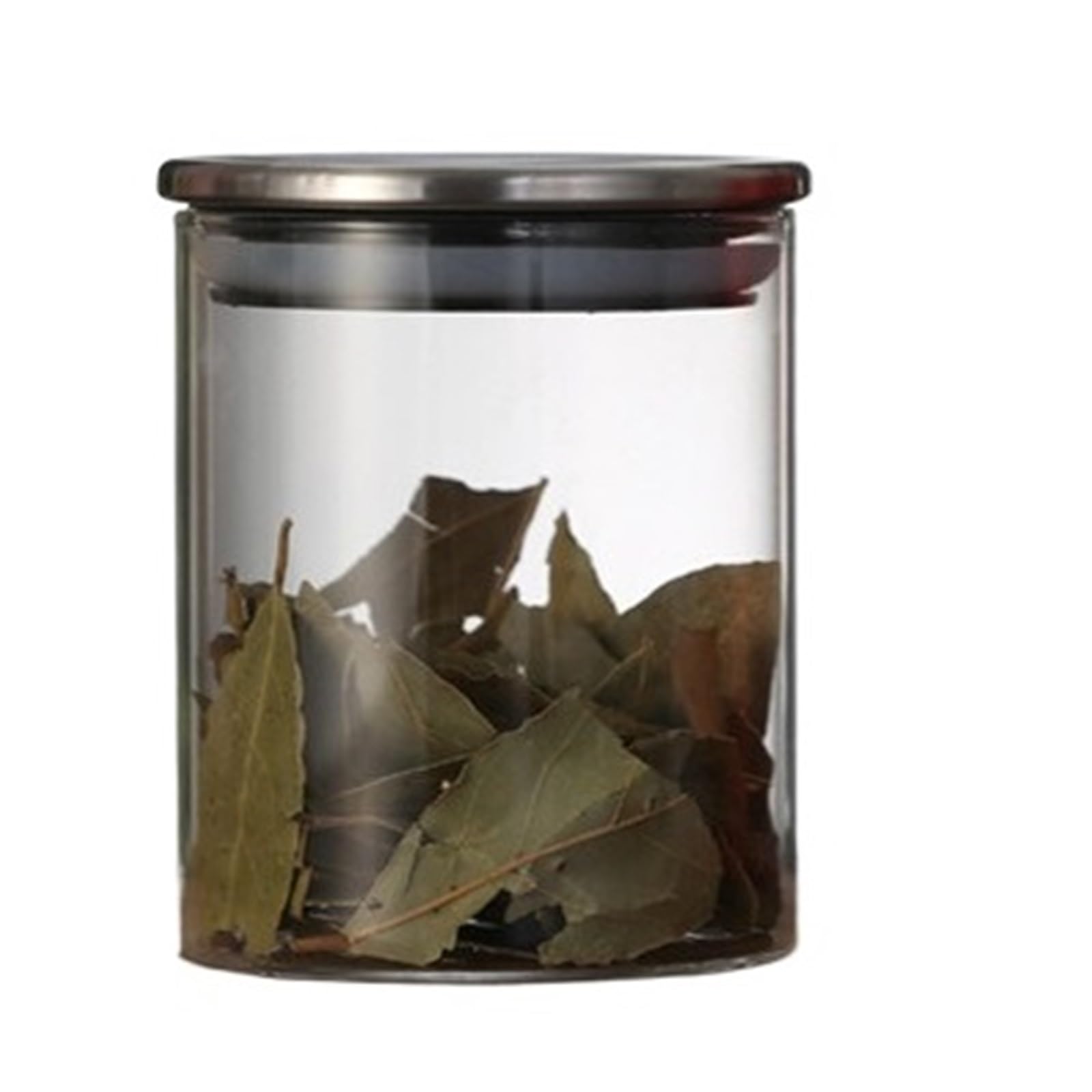 LSNNMU 2pcs Glass Canister Stainless Steel Cover Spice Jars Storage Tank Coffee Bean Dried Fruit Food Containers Kitchen Accessories For Preserving(85x100mm)