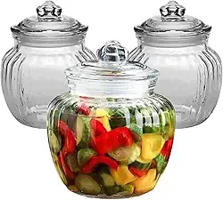 Conjunto 3 Potes Herméticos Kit Jogo De Baleiro Em Vidro 600ml Porta Mantimentos