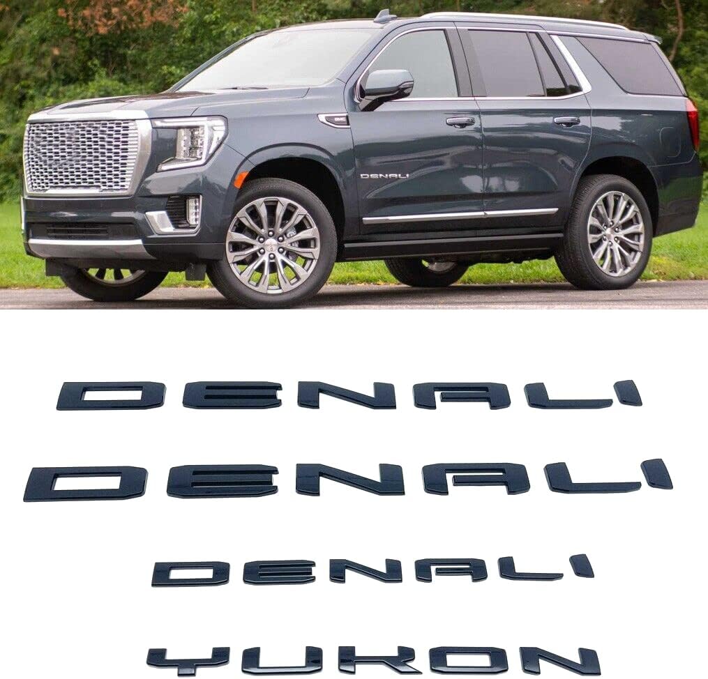 2023 Yukon XL Denali Gloss Black "DENALI" Tailgate Emblem Letters For 2021-2024 GMC Yukon & Yukon XL GMC Yukon Denali Emblem - Foto 5