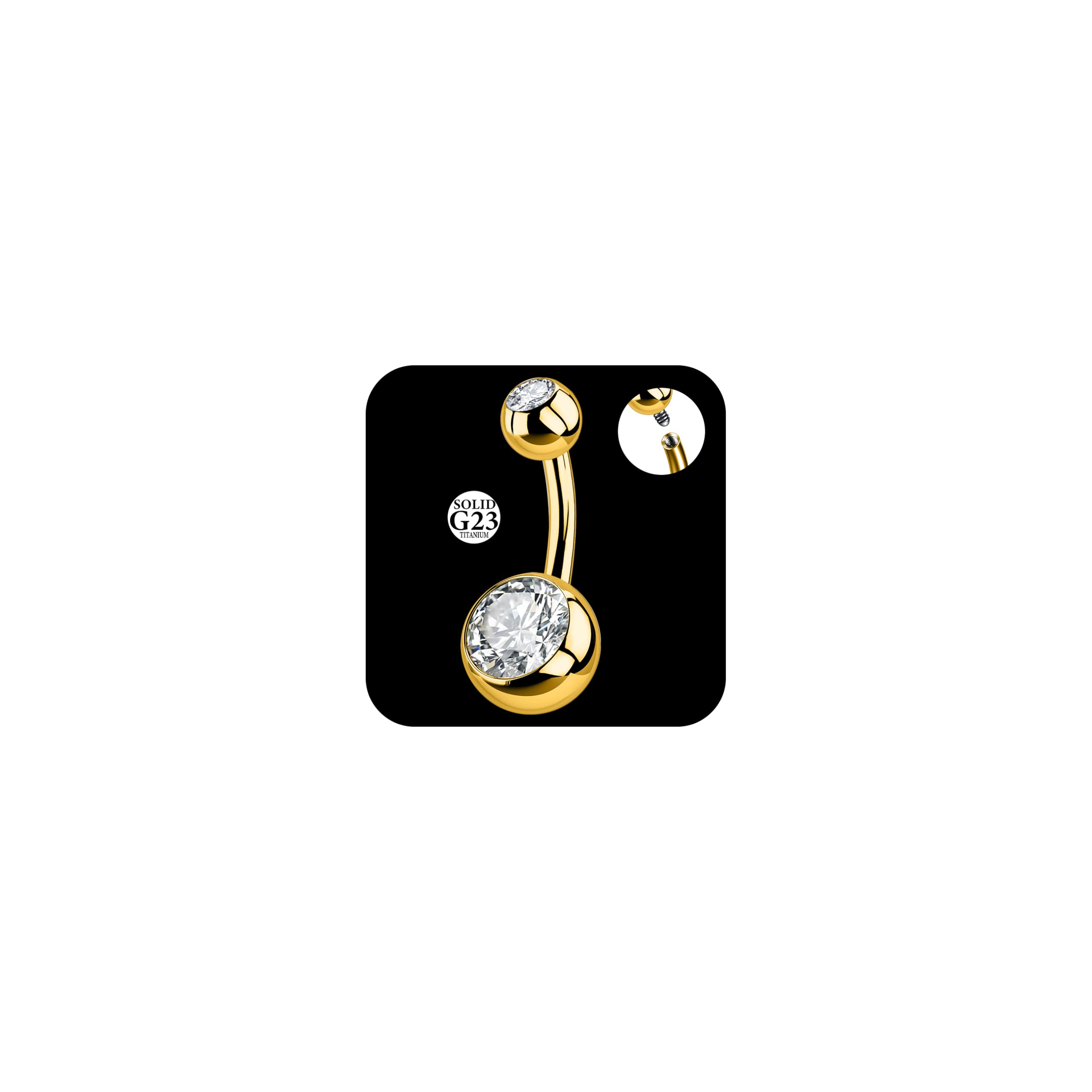 AceFun Kolczyki do pępka Tytanowe, 6mm 8mm 10mm 12mm 14mm 16mm Piercing do pępka Srebrny Złoty dla kobiet 1 sztuka 14G Solidny tytanowy kolczyk do pępka Biżuteria do piercingu Biżuteria do pępka