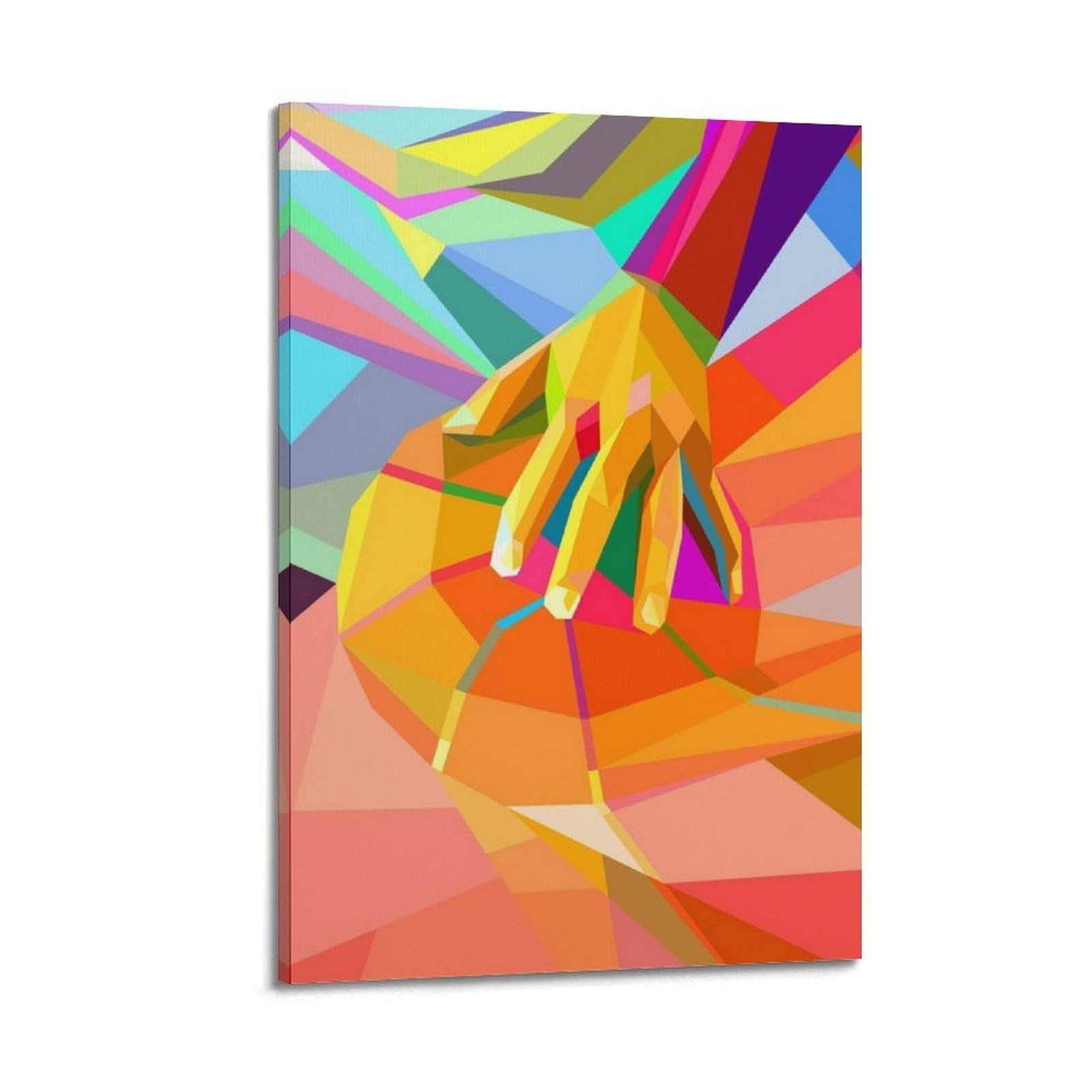 Affiche murale moderne en toile premium WIZIGM polygone encadré