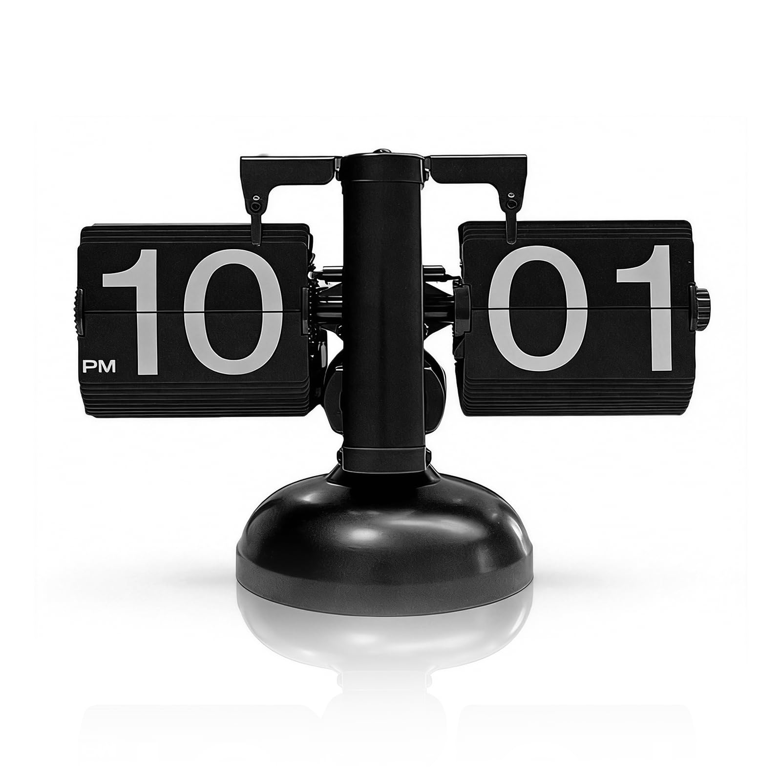 Reloj Abatible Digital Mecánico De Sobremesa Reloj de Escritorio Vintage Mudo Reloj con Tapa hacia Abajo Decoraciones para Sala De Estar Dormitorio Estudio Oficina(Negro)