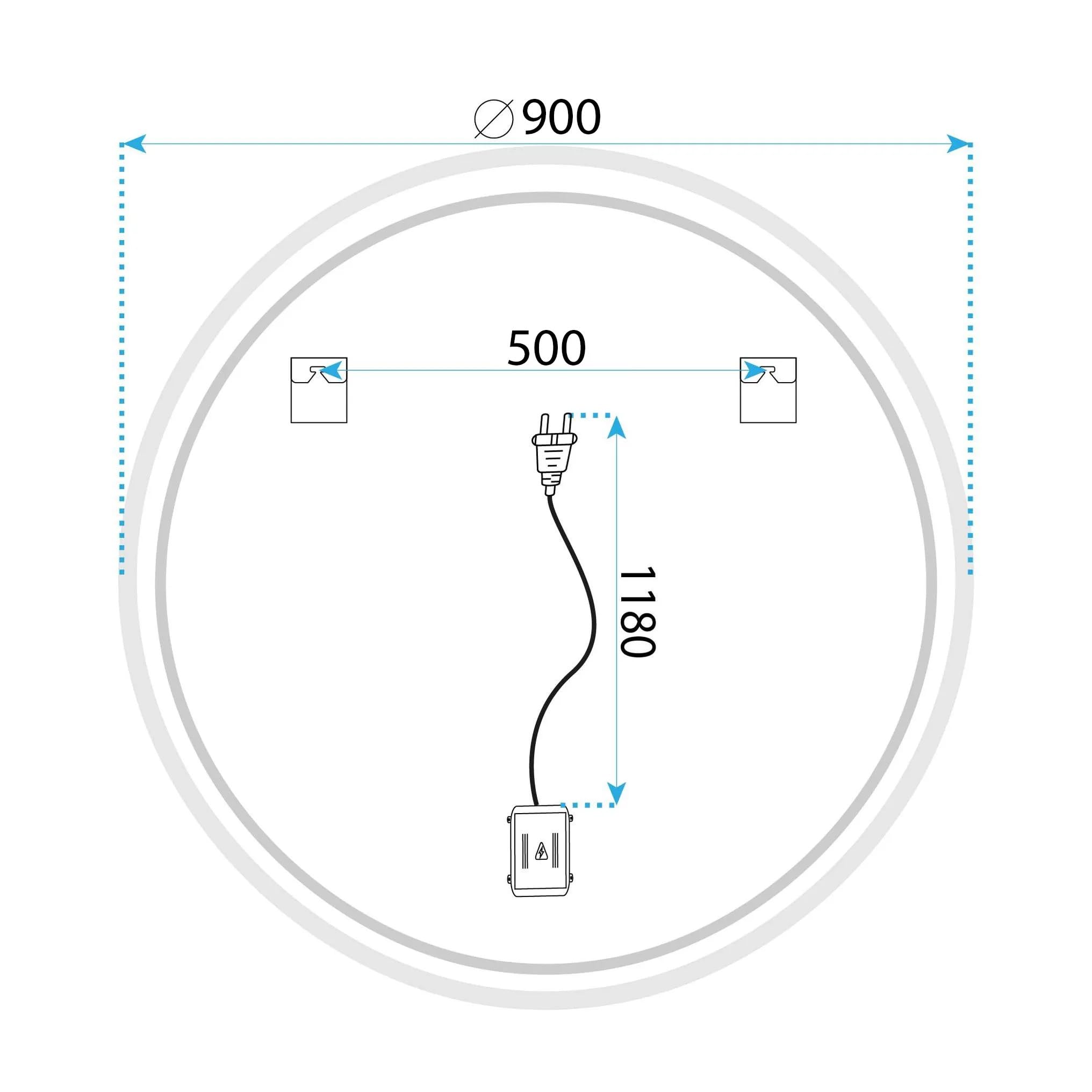 Rea - Lustro Ścienne Led Soft 90 Okrągłe - 2,5 x 90 x 90 cm