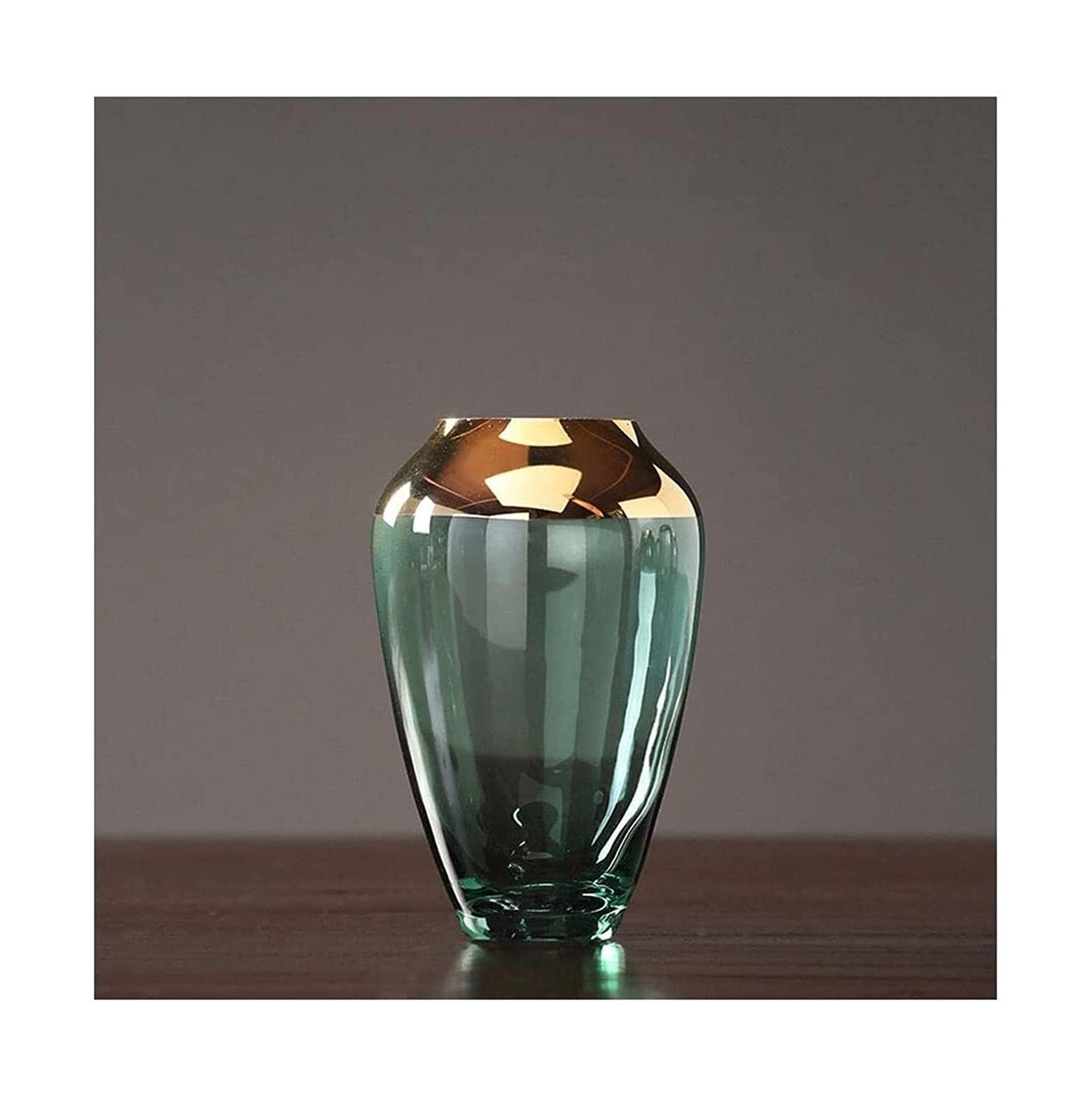 Ngdfgr As Known Fashion Light Luxury Vase Atmosphere Transparent Simple And Stylish Glass Flower Vases Modern Golden Mouth The Vase Decoration (A),A