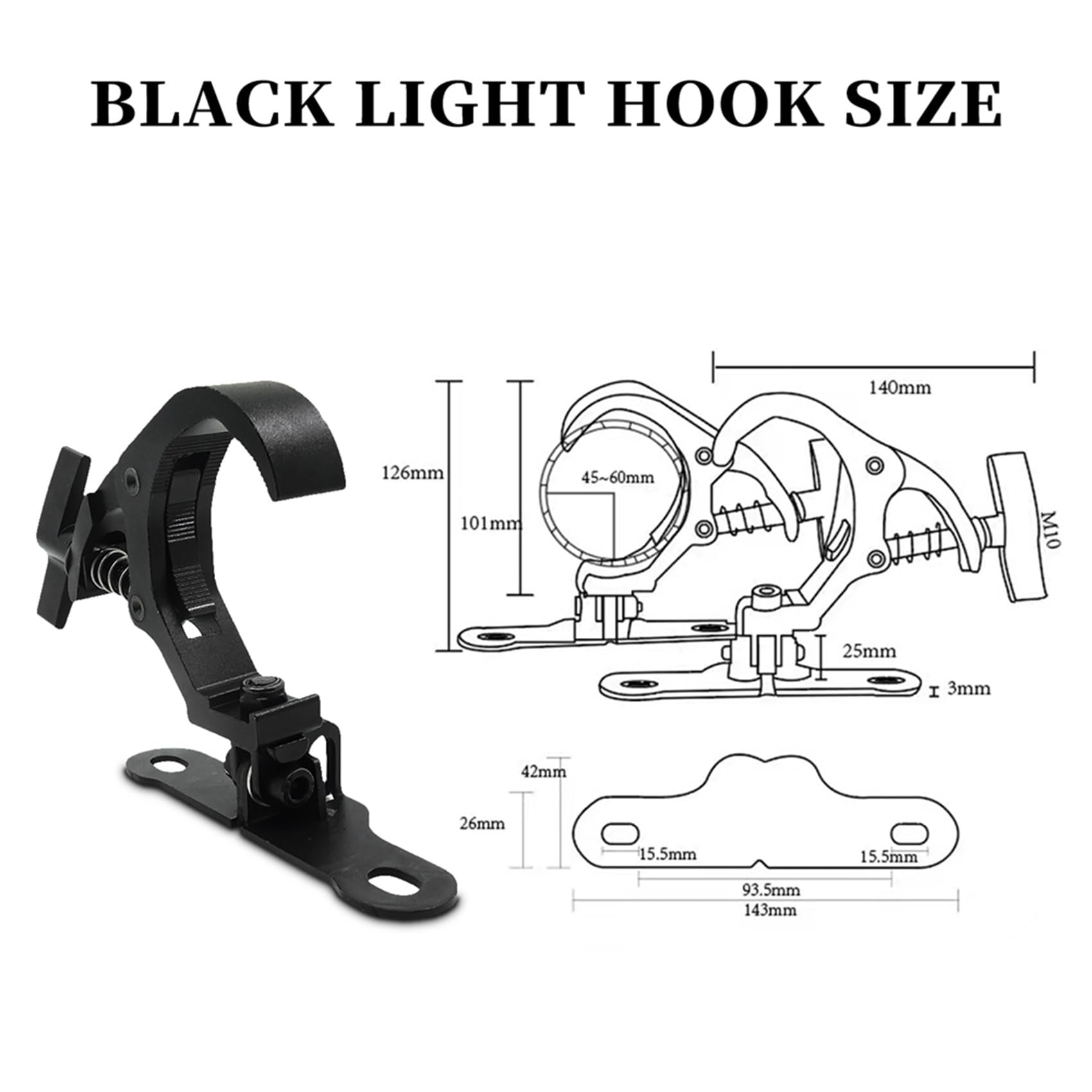 2 paia di ganci in alluminio per luce da palcoscenico, gancio per luce mobile, clip di sicurezza, carico di 150 kg, per attrezzatura da palco da discoteca DJ (B)