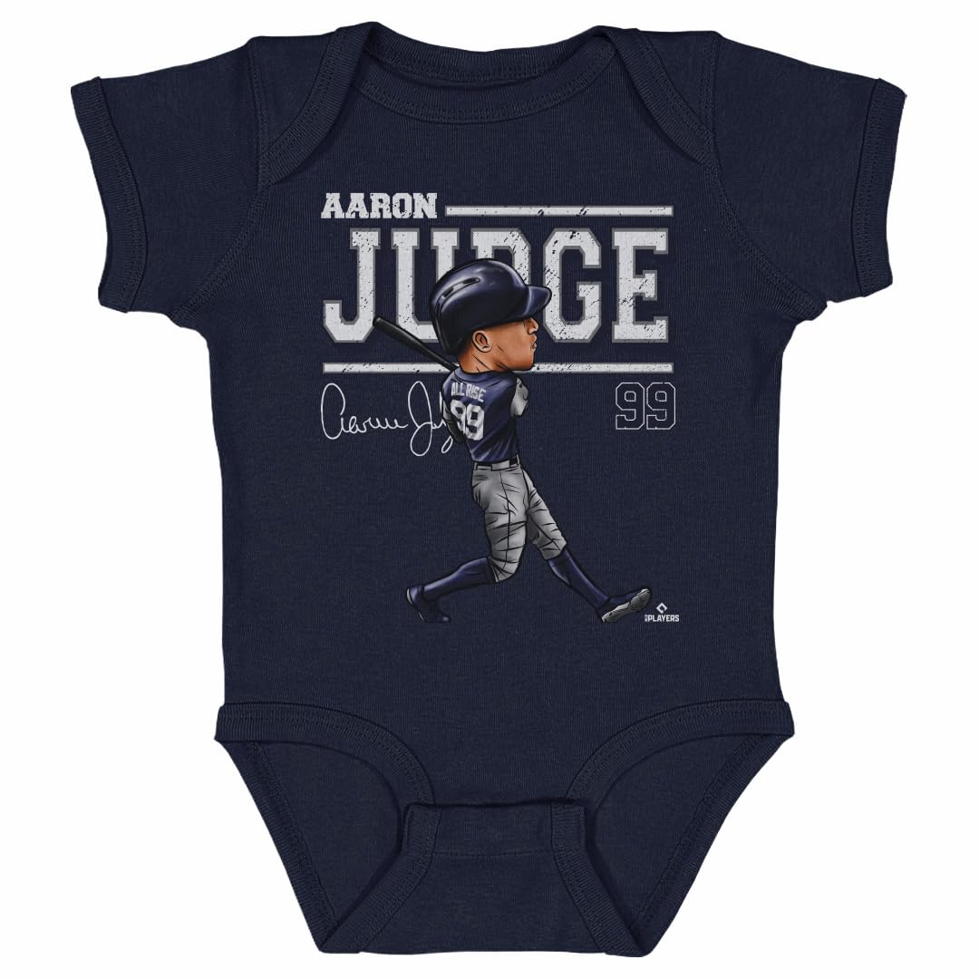 500 LEVEL Aaron Judge Baby Infant One Piece Bodysuit (24M, Navy) - Aaron Judge Cartoon WHT