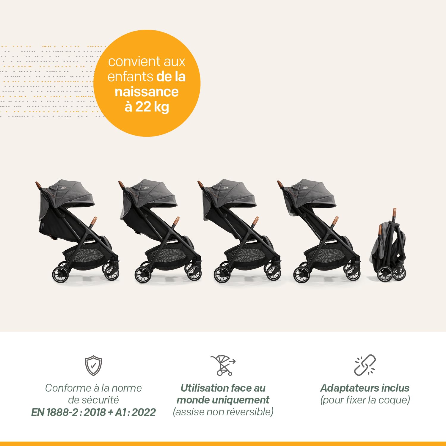 Joie - Pack Duo - Poussette Parcel™ Compacte + Sprint™ Siège Auto Bébé ISOFIX Intégré - Carbon