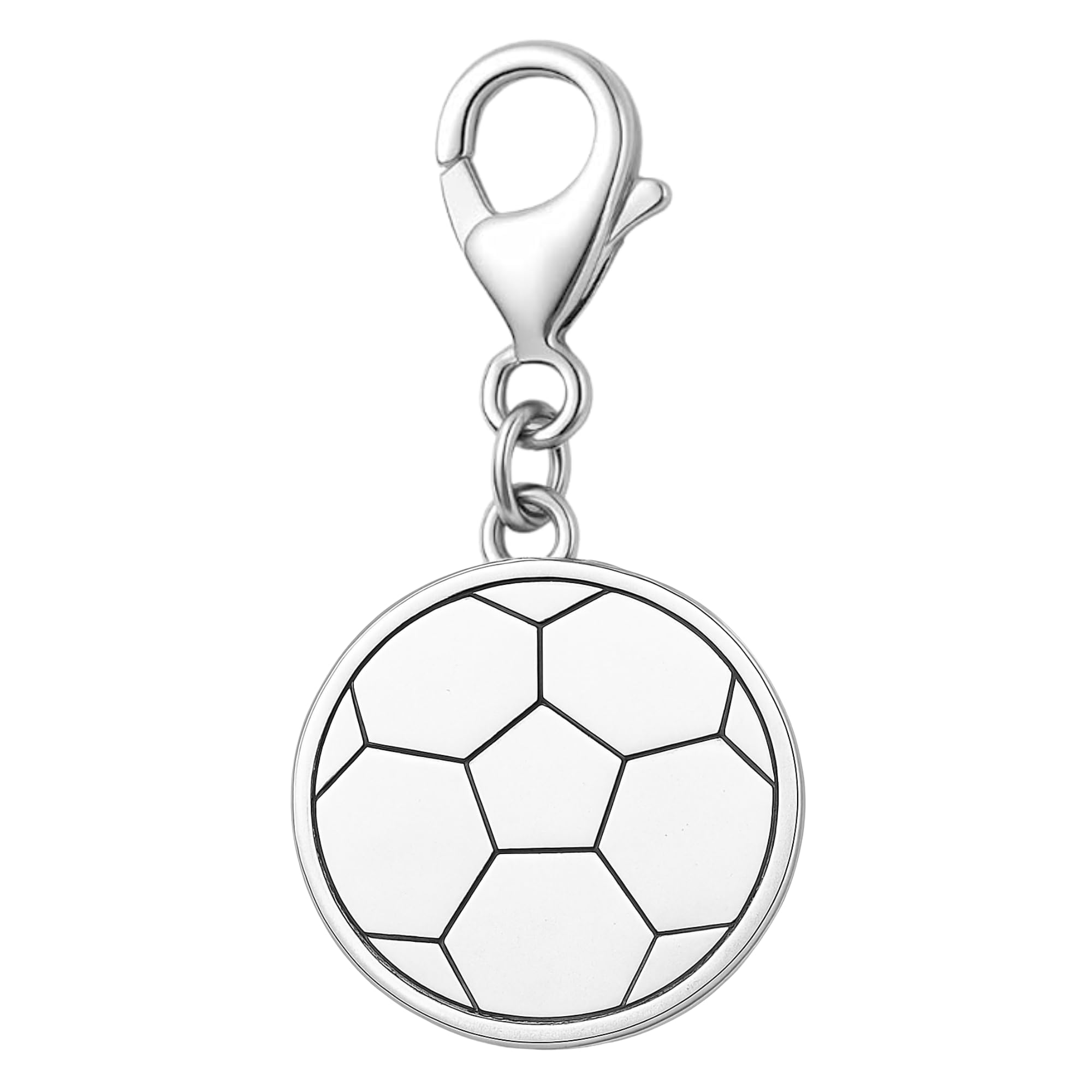 Sportybella Soccer Clip on Charm, Zipper Pull, Purse/Lanyard/Case/Bracelet Charm, Soccer Charms for DIY Jewelry Making Gifts for Soccer Players (Black
