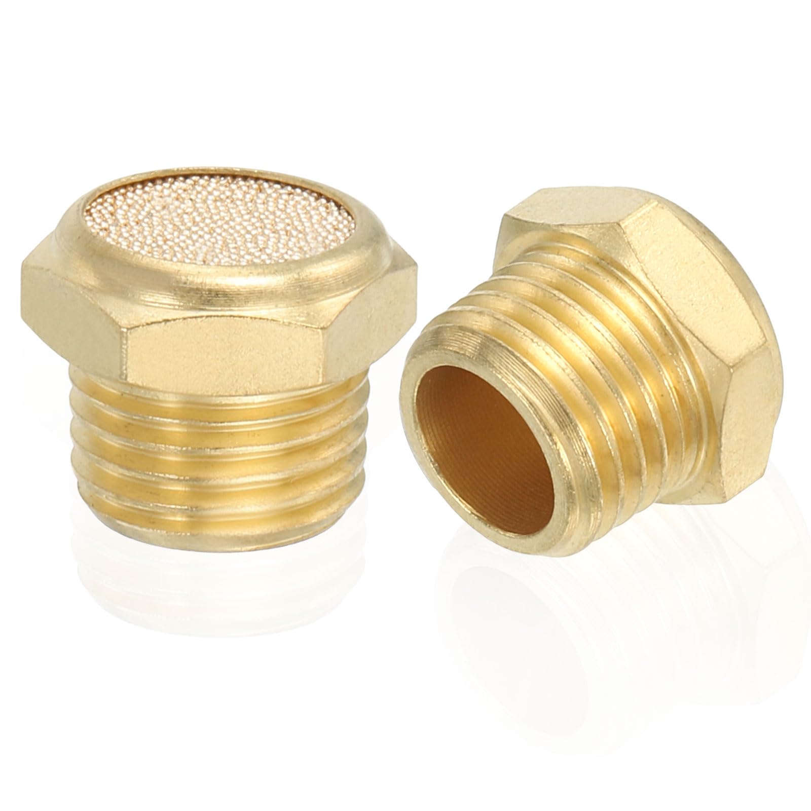 PATIKIL Marmitta Pneumatico In Ottone 1/4" NPT 5 Pezzi Filtro Ventilazione Aria Sinterizzato Piatto Raccordi Valvola Solenoide Riduttore Rumore