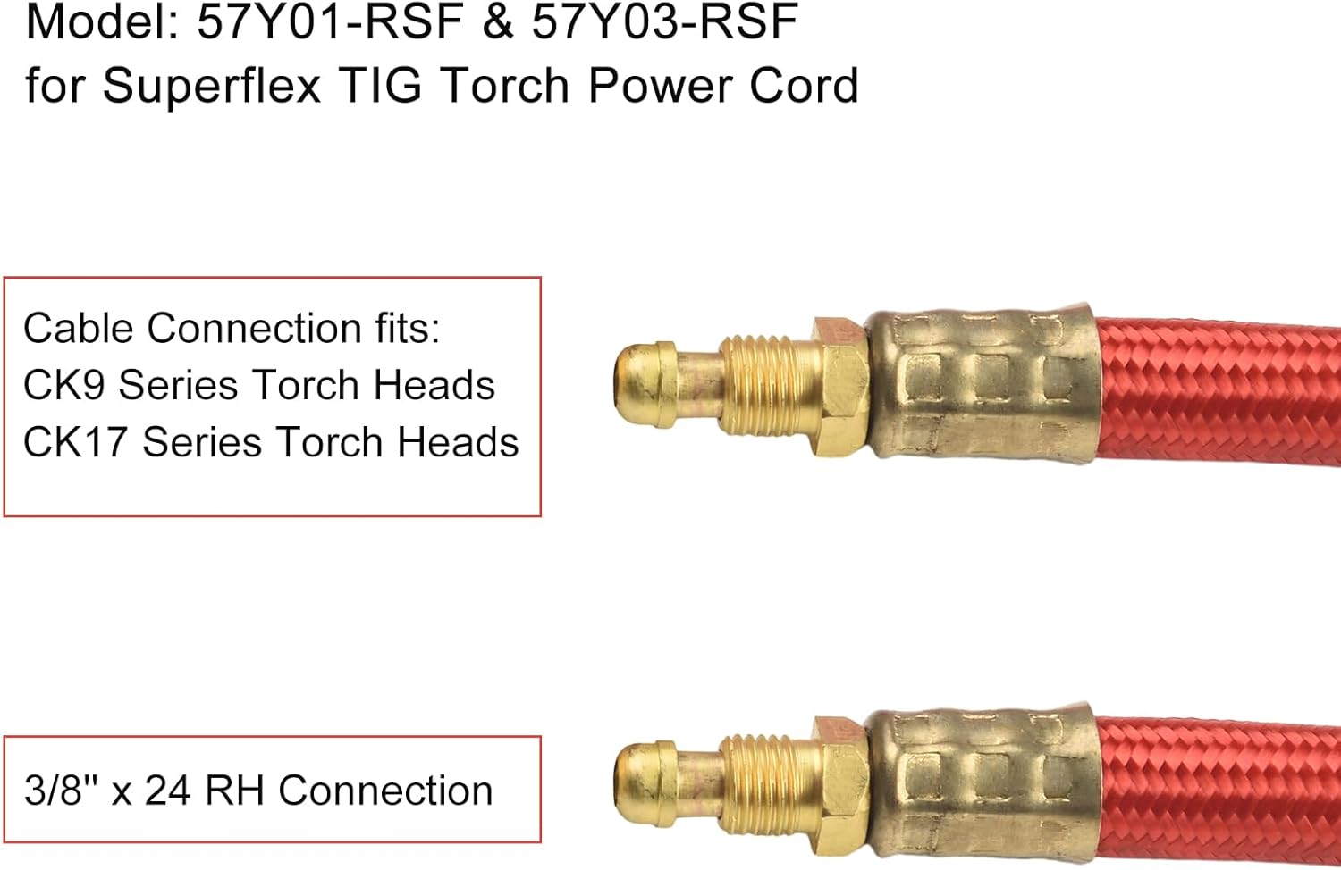 Flexible 25ft TIG Torch Power Cable, CK57Y03RSF, for CK9 and CK17 Torches TIG Welding Torch Power Cord