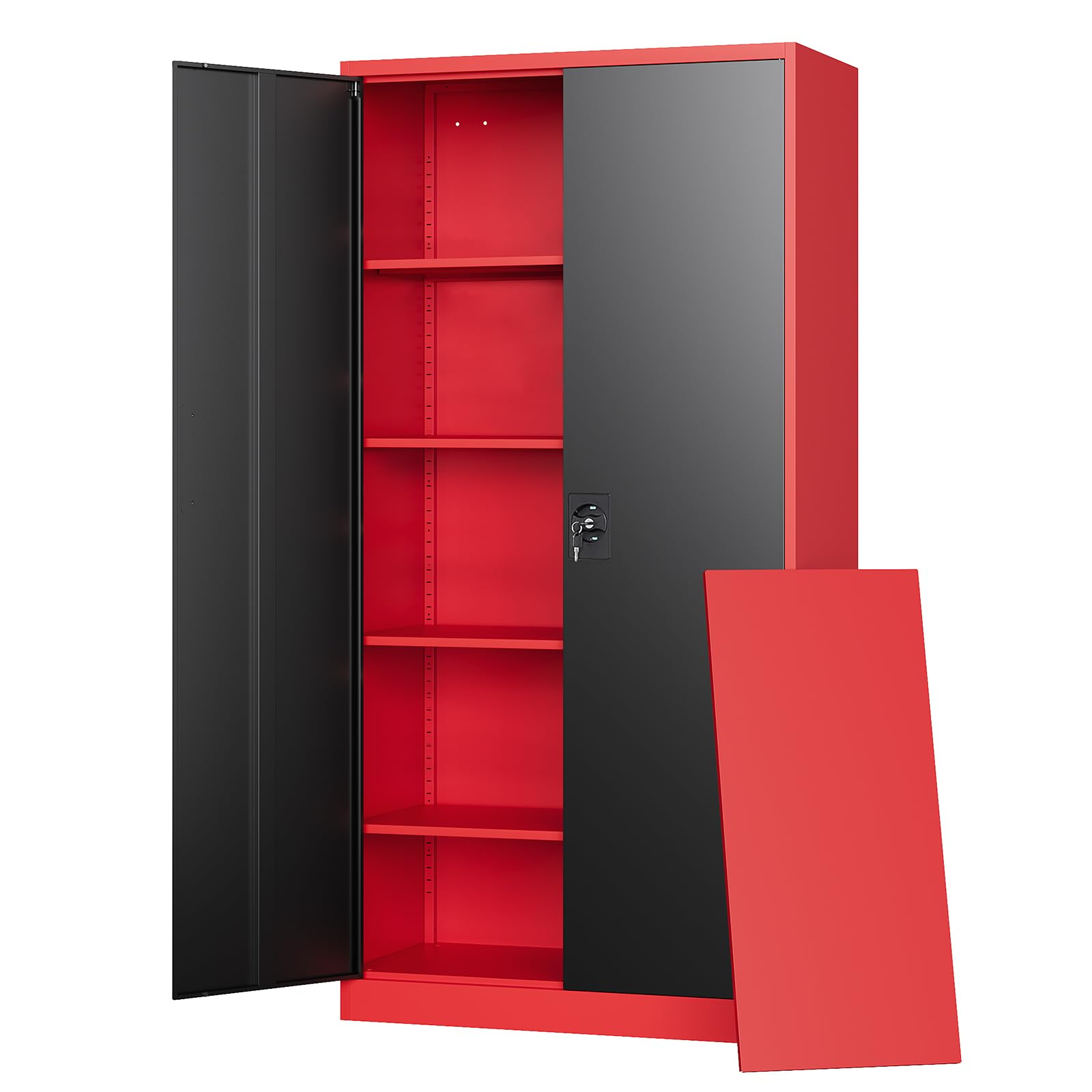 Letaya Metal Storage Cabinets with Lock, 72" Tall Locker Organizer Steel Cabinets, Adjustable Layers Shelves 2 Doors for Home, Office, Warehouse,