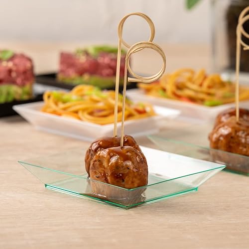 Miniatura 5 de Restaurantware Plato cuadrado de plástico Seagreen pequeño y moderno - 4" x 4" x 12" - Caja de 100 unidades