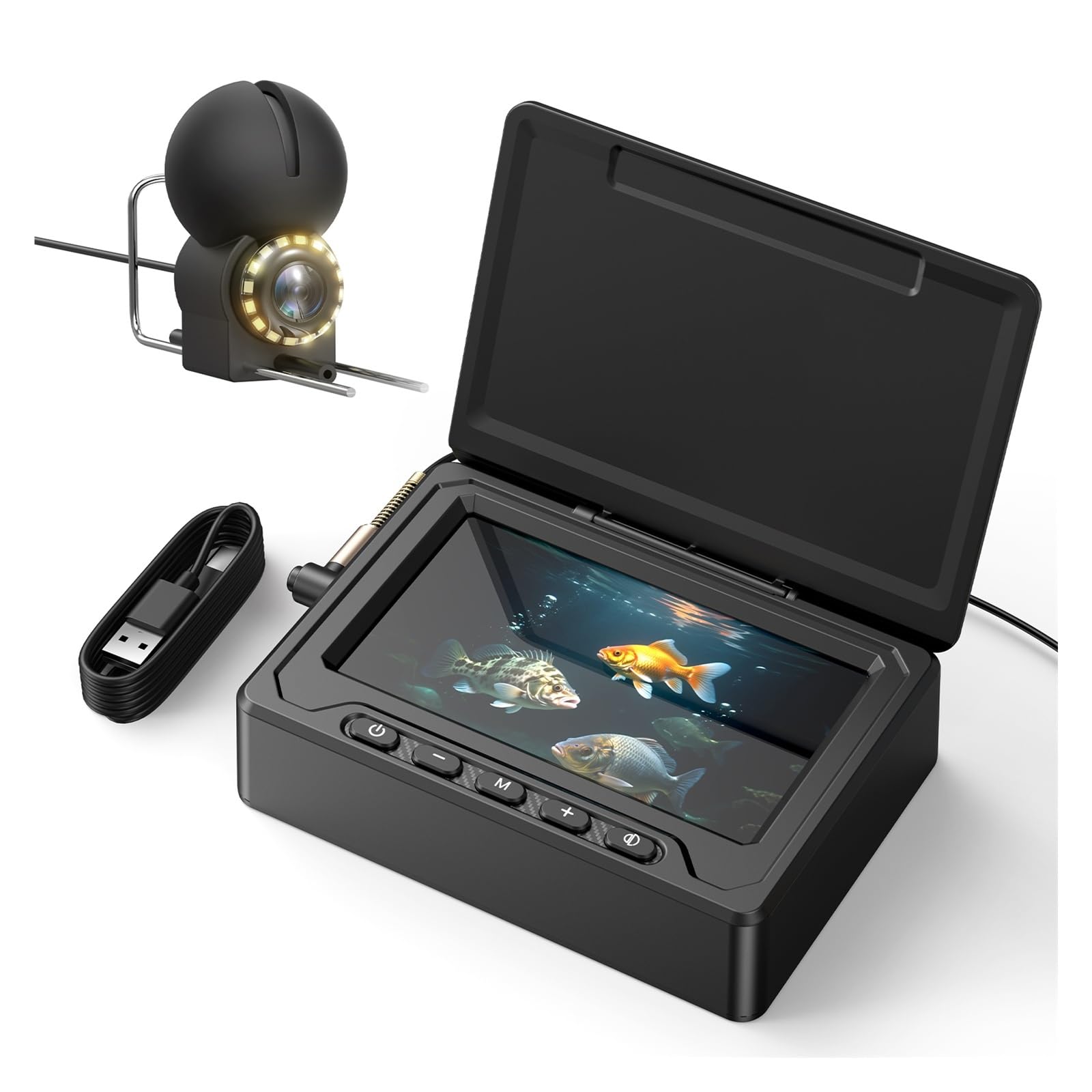Telecamera Subacquea, Ecoscandaglio Portatile for Pesci Acqua LCD da 4,3 Pollici Fotocamera Subacquea Pesca 220° Batteria 2000 mAh 20 m