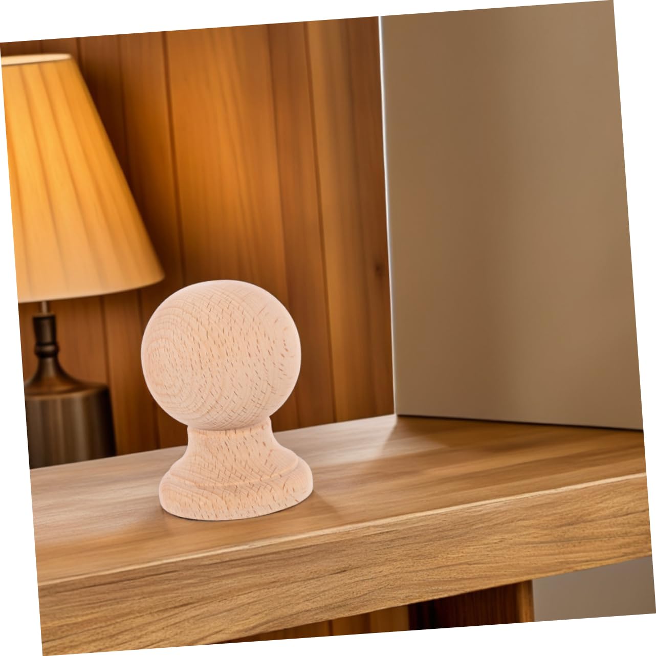 LABRIMP Dekorativer Massivholz Möbelknauf im Römischen Stil mit Runder Holzkugel und Tragfähigkeit für Verschiedene Wohnstile und Selbstgemacht Projekte