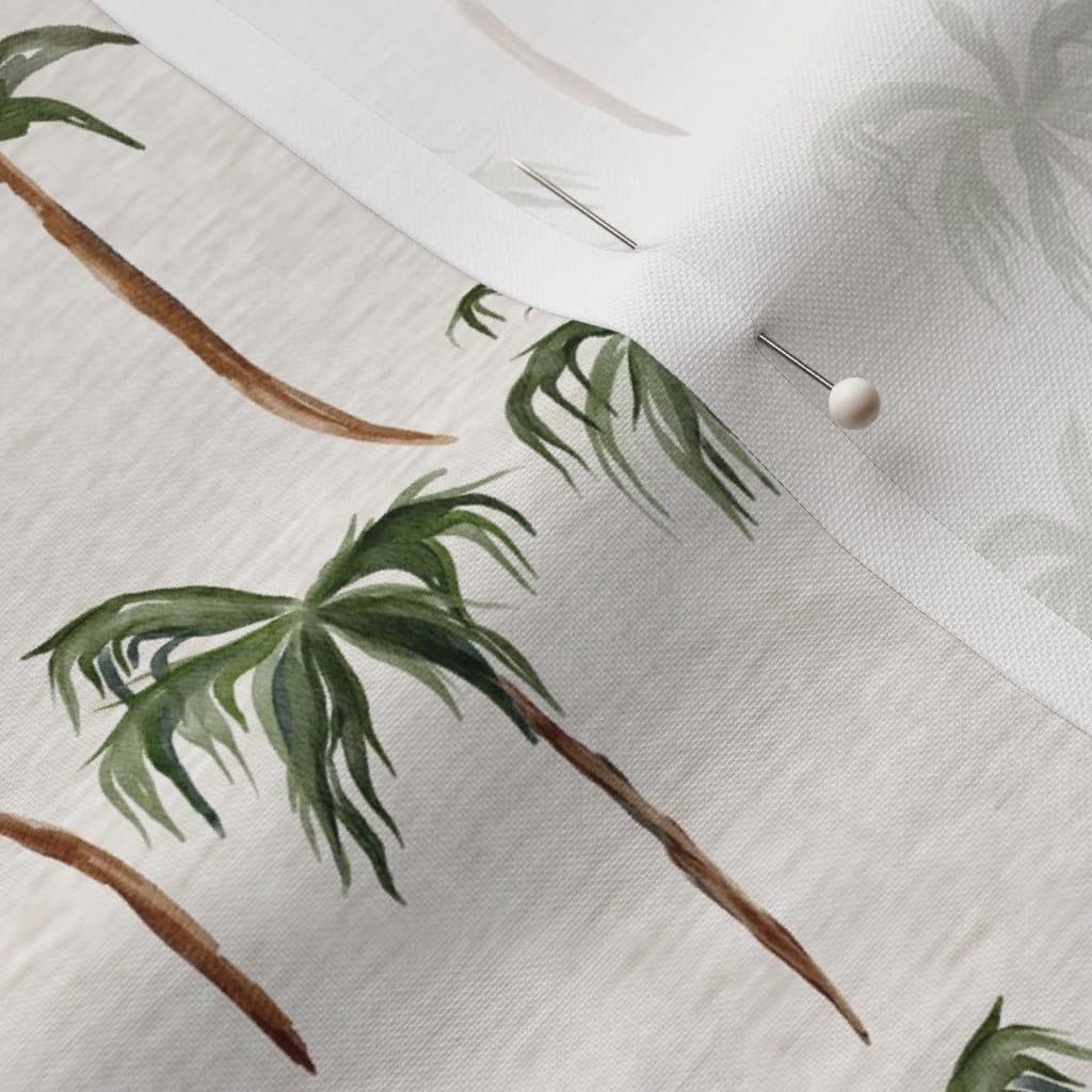 Spoonflower Fabric - Palm Tree Summer Beach Tropical Watercolor Hawaii Botanical Rainforest Printed on Petal Cotton Fabric Fat Quarter - Sewing Quilting Apparel Crafts Decor