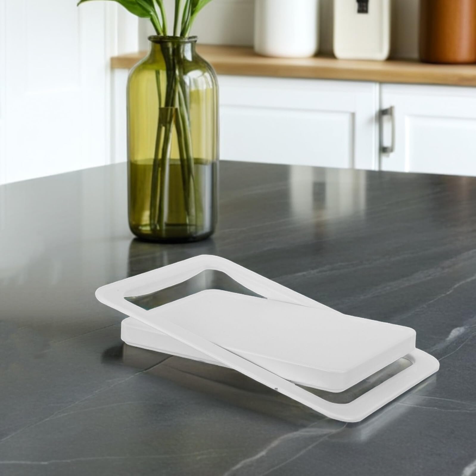 SHINEOFI Tapa de Basura Empotrada Abatible de Acero Inoxidable 27 CM para Encimera Cubierta Cuadrada Tapa para Cubo de Basura de Cocina y Baño Uso Doméstico y Comercial