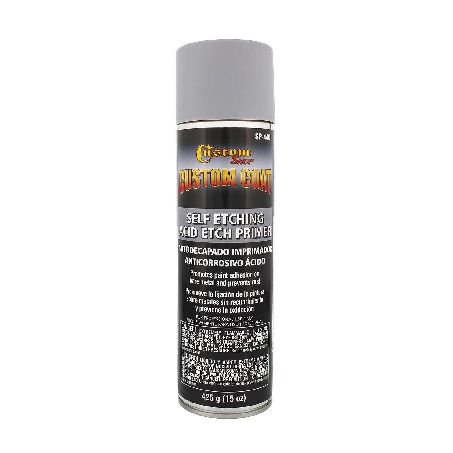 Custom ShopCoat Super Acid Etch Primer 15 Ounce Spray Can - Gray - Automotive and Industrial Primer - Great for use on Bare Metal Areas Before applying Truck Bed Liner