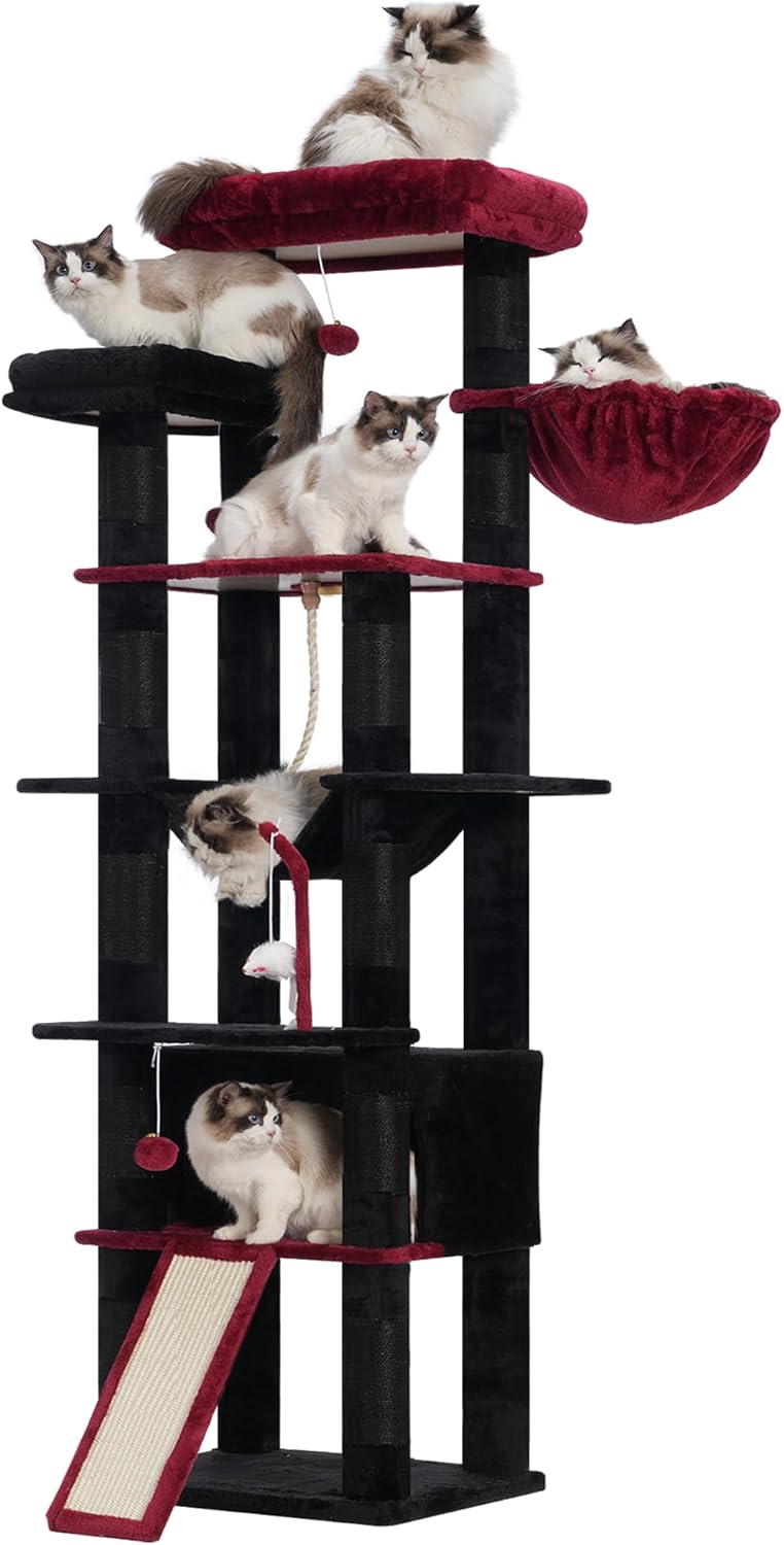 Heybly tall cat tree, 78-inch multi-level cat tower