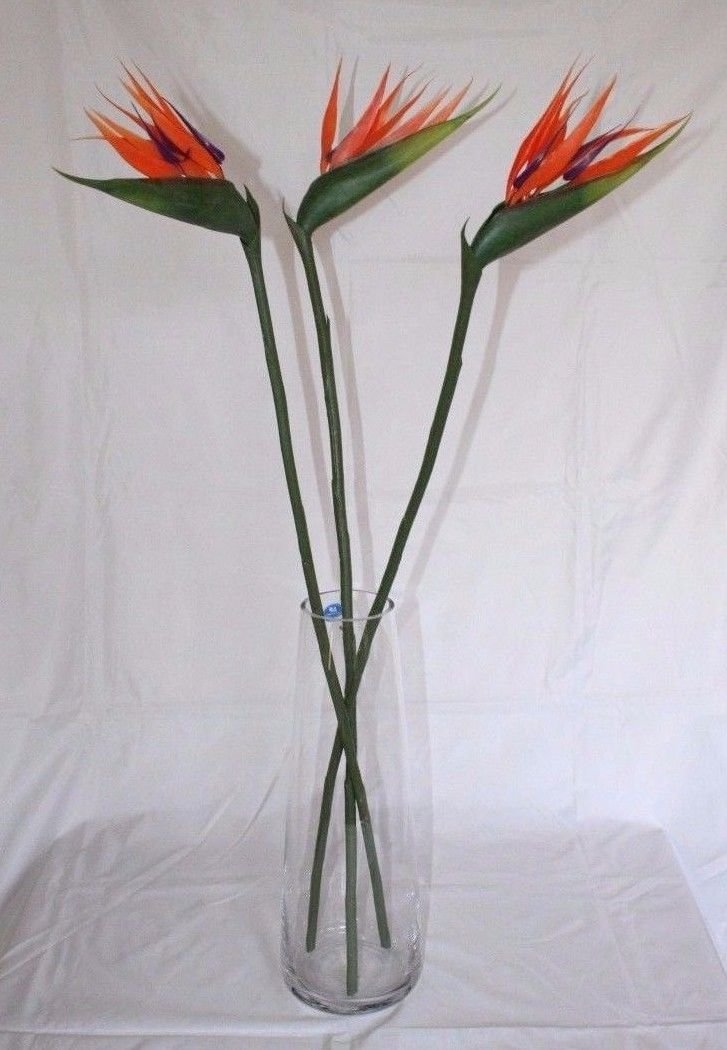 Large Bird of Paradise Stems - 90 cm Long Artificial Strelitzia Flowers - 3 Stems