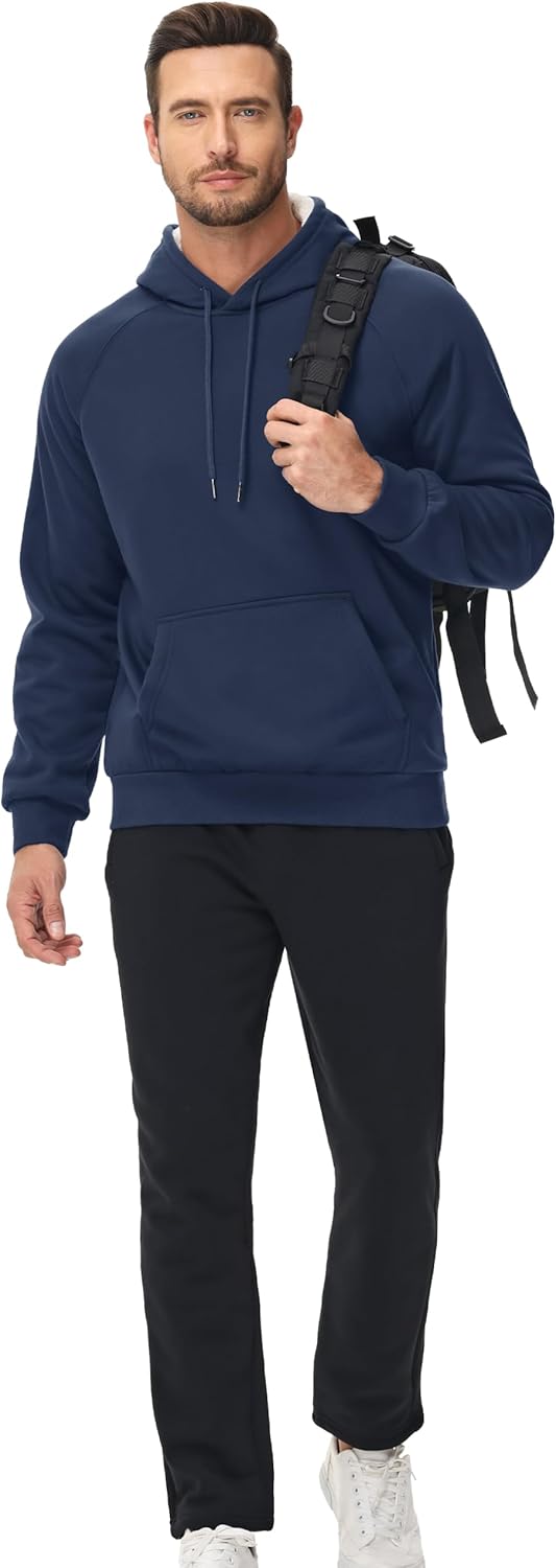 MAGCOMSEN Men's Sherpa Hoodie Heavyweight Fleece Lined Thick Winter Thermal Athletic Sweatshirt with Kangaroo Pocket - Image 7