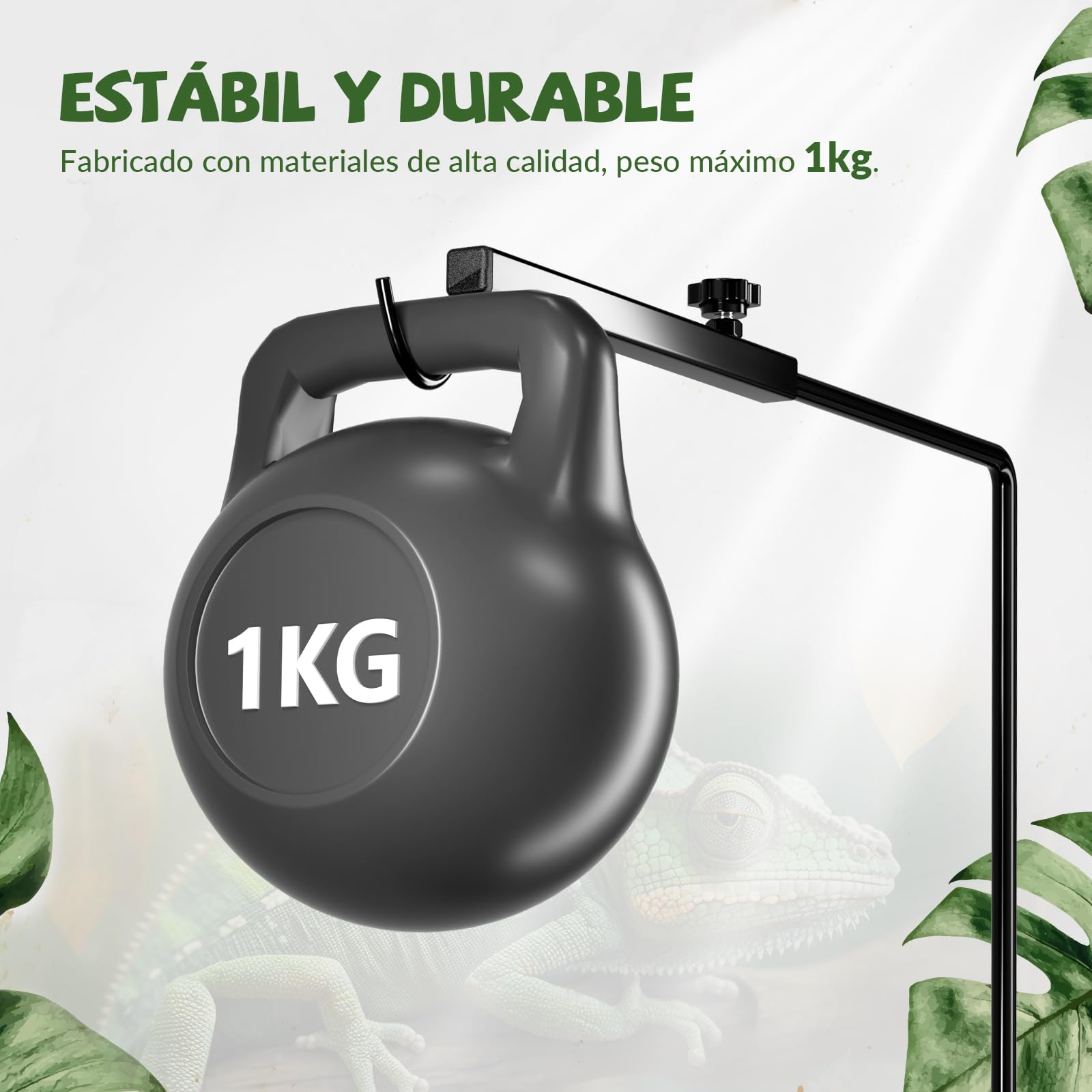 GlowUp 40 – 93 cm Reptiles Soporte para lámpara de reptiles ajustable, altura regulable, soporte para lámpara de reptiles con base de terrario, soporte de luz para tortugas arañas (sin lámparas)