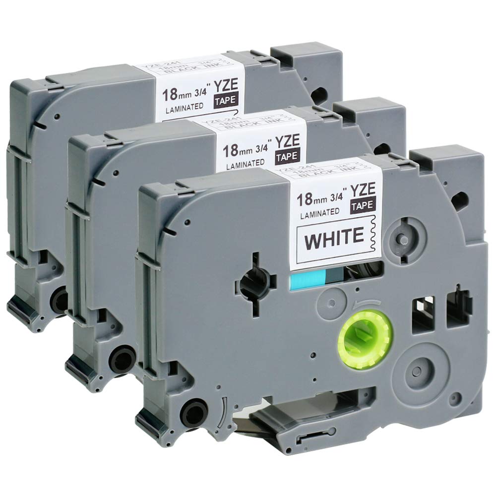 YiHEROCompatible Label Tape Replacement for Brother P Touch Label Tape TZe-241 Black on White Standard Laminated Tape 0.7 Inch 18mm Work with Brother P-Touch Label Maker, 3 Pack