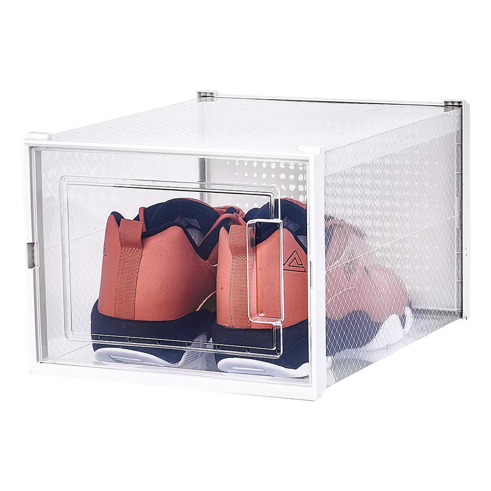 OnDisplay Clik Stackable Interlocking Shoe Box System (Medium Clear/White, Single Box)