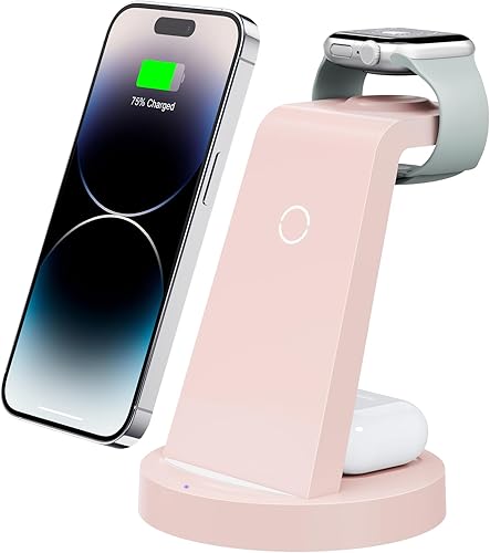 Miniatura 9 de Estación de carga 3 en 1 para iPhone, cargador inalámbrico para productos Apple, múltiples dispositivos, soporte de carga para AirPods (para iPhone