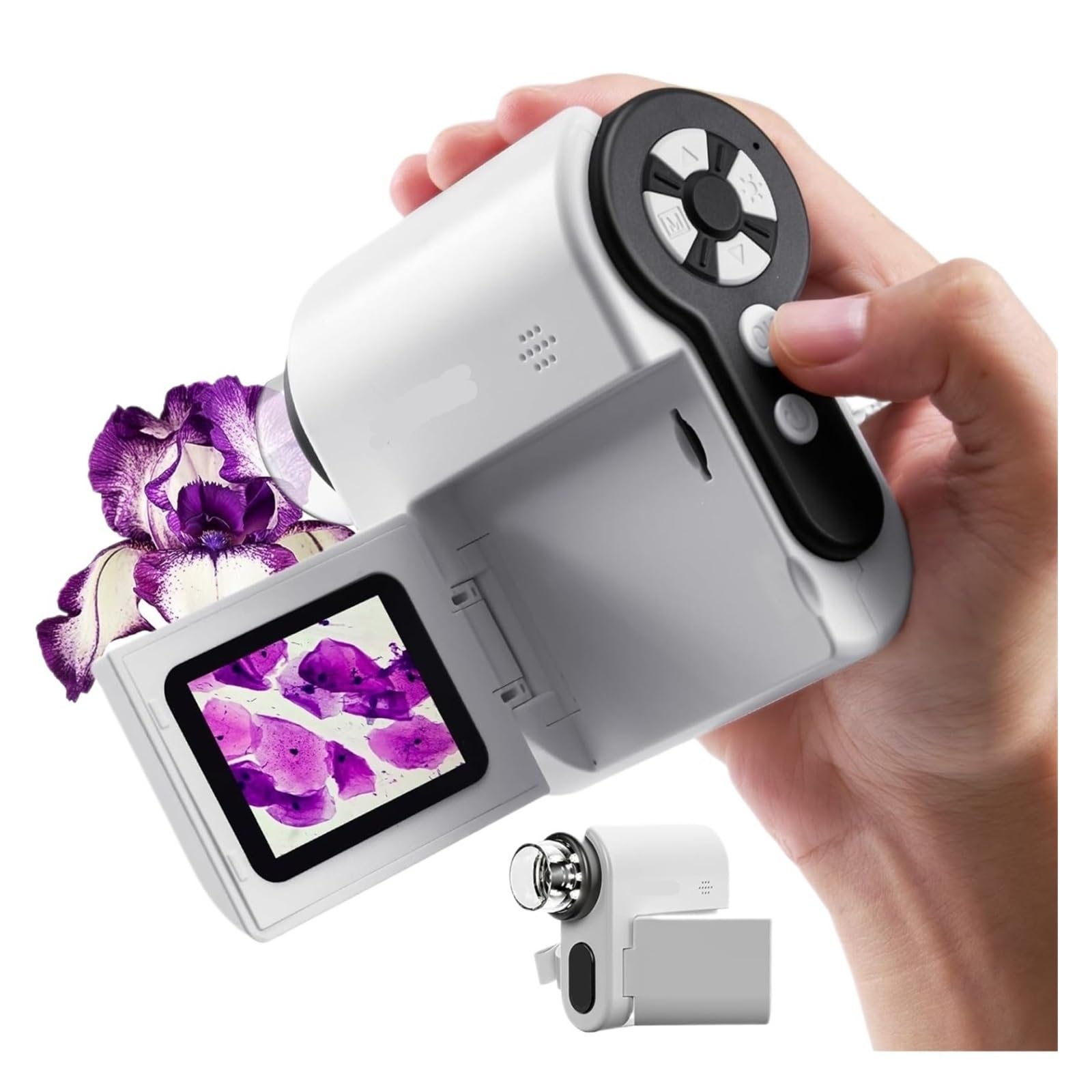 Microscopio Digital de Bolsillo P20 for niños, cámara DV 1080P, Pantalla LCD de 2", Compatible con MacOS/Windows/Samsung, Linterna LED de 32 GB(White)