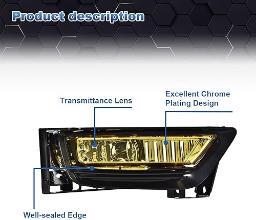 Miniatura 2 de PIT66 Luz antiniebla, compatible con Honda Accord Sedan 2013-2015 faros antiniebla con bombillas lente amarilla, repuesto directo del mercado de