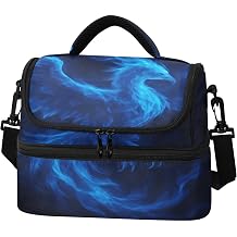 Blue Falcon Insulated Lunch Bag, Double Deck Lunch Tote Cooler Bag with Shoulder Strap for Work Travel