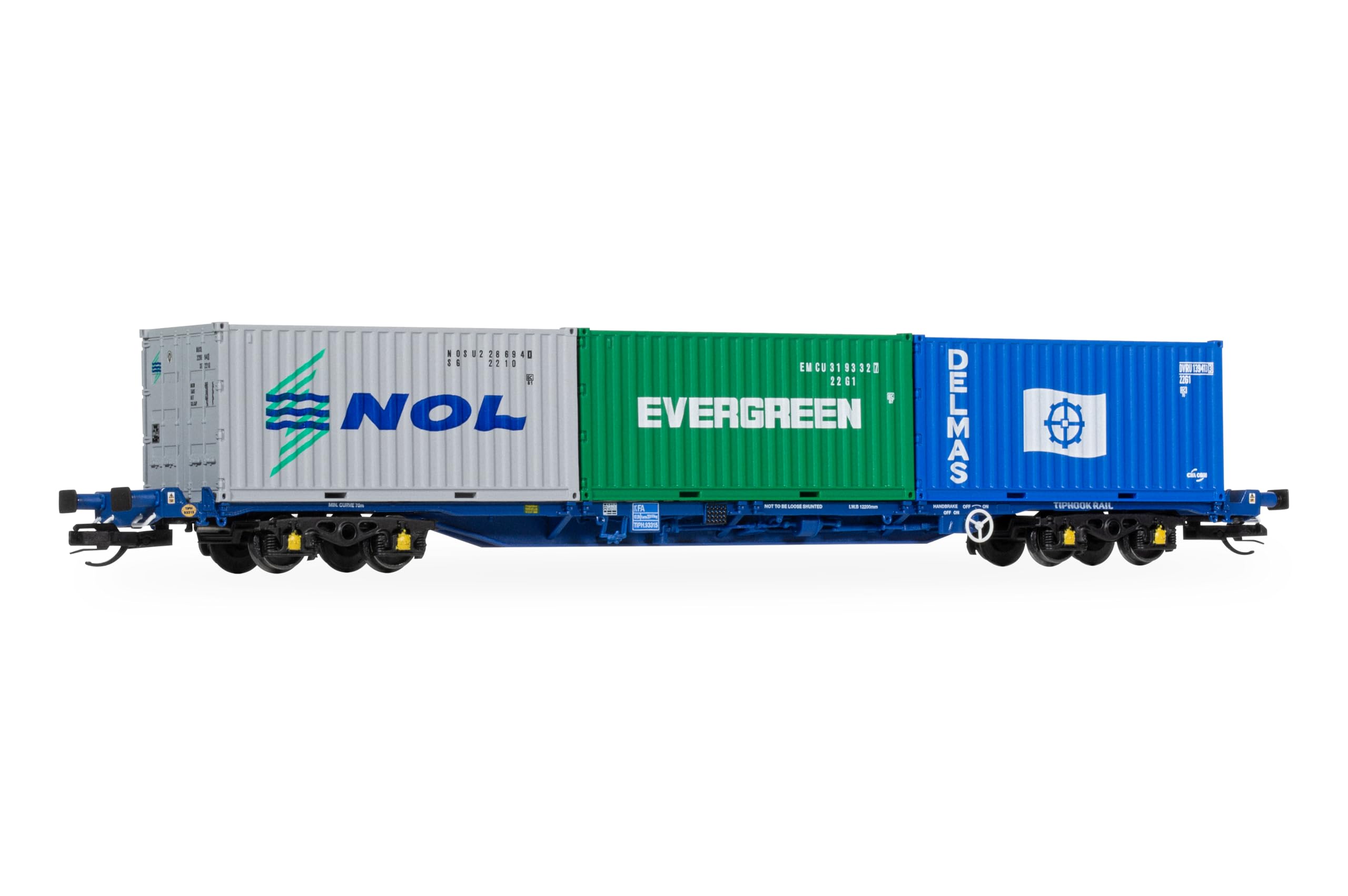 Hornby TT:120 TT6031 Touax KFA Containerwagen mit 1x20 & 1x40 Containern, Orange/Silber