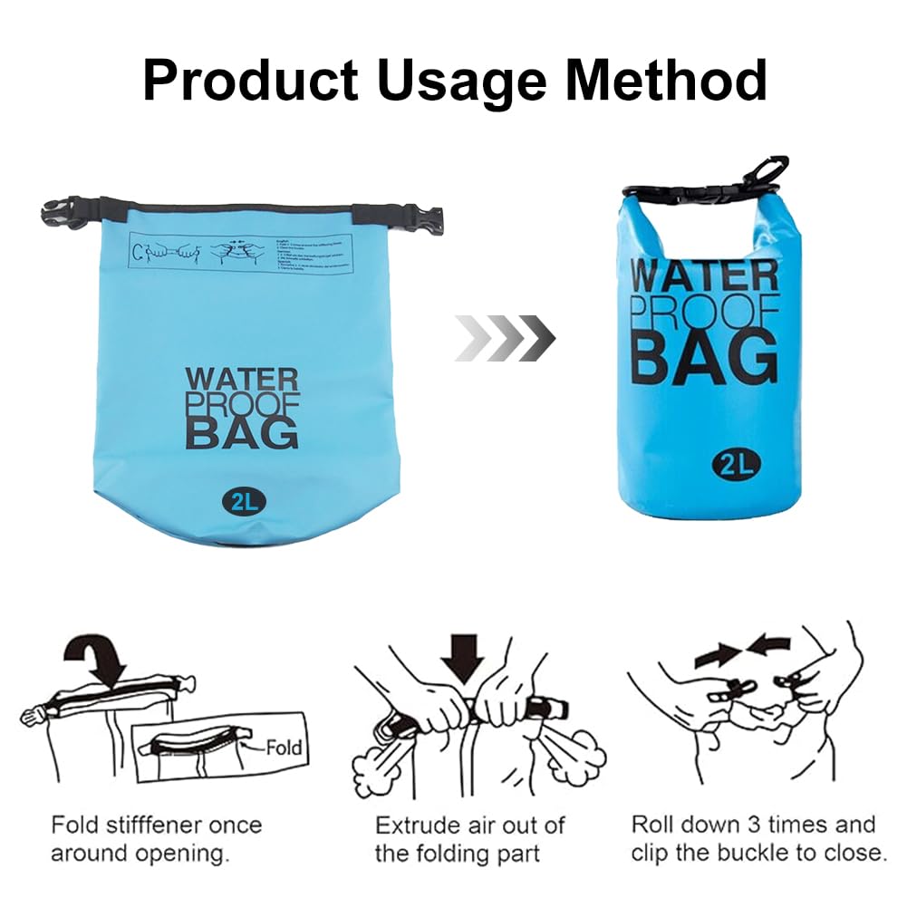 Wasserdichter Rucksack Dry Bag, Wasserdichte Tasche, Wasserdichter Packsack Mit Schultergurt, Wasserdichte Tasche im Freien, für Reisen Bootfahren Schwimmen Wandern, Wasserdichter Packsack, 2L