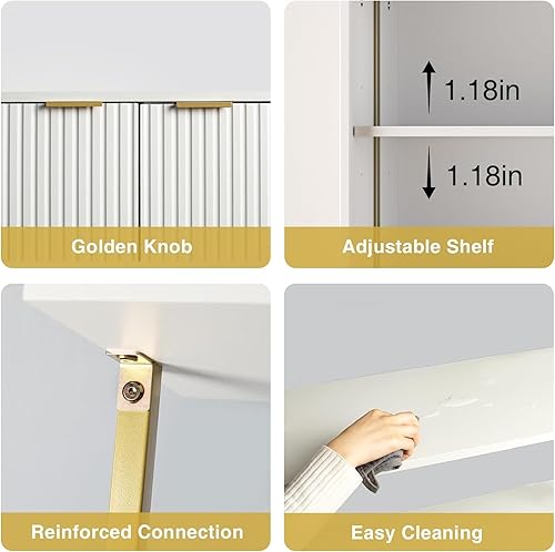 Miniatura 5 de Estantería de escalera con gabinete, estantería de pared de 71 pulgadas de alto con estantes y almacenamiento, estante de escalera estriado con