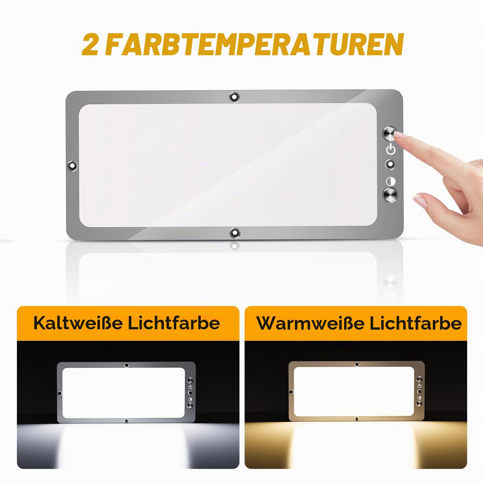 2 stück KFZ Deckenleuchte 12V mit Schalter/Fernbedienung, 15W 2000LM Wohnmobil Leuchte 12V, 2 Lichtmodi, 4 Helligkeiten Dimmbar KFZ Innenraumbeleuchtung für Camper, Boot, 3000-4500-6000K