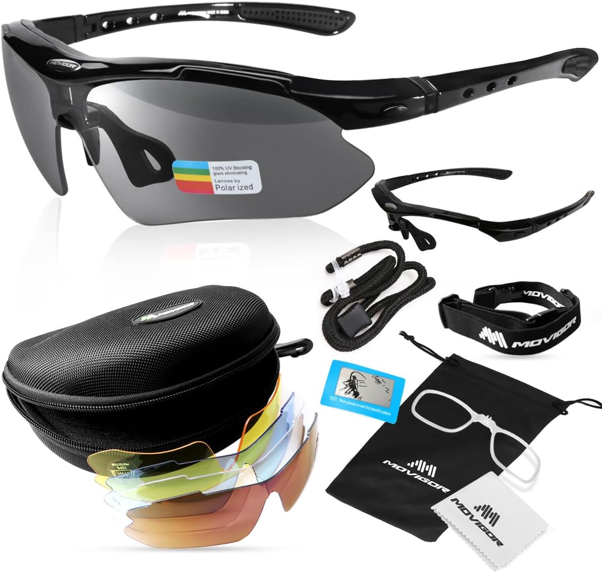 KasivoukSports Glasses Bicycle Glasses Women Men Polarised UV400 Protection with 5 Interchangeable Lenses Cycling Glasses for Outdoor Sports Cycling Motorcycling Running Fishing Golf