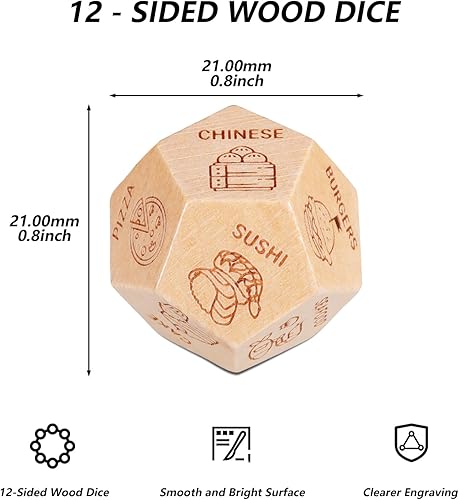 Miniatura 2 de Regalos de aniversario, Navidad, cita nocturna, para esposa, marido, hombres, mujeres, San Valentín, cumpleaños, dados de comida de madera, regalos