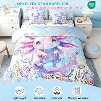 Feelyou Boys Girls Cute Axolotl Comforter Set with Sheets Twin Size — image 3