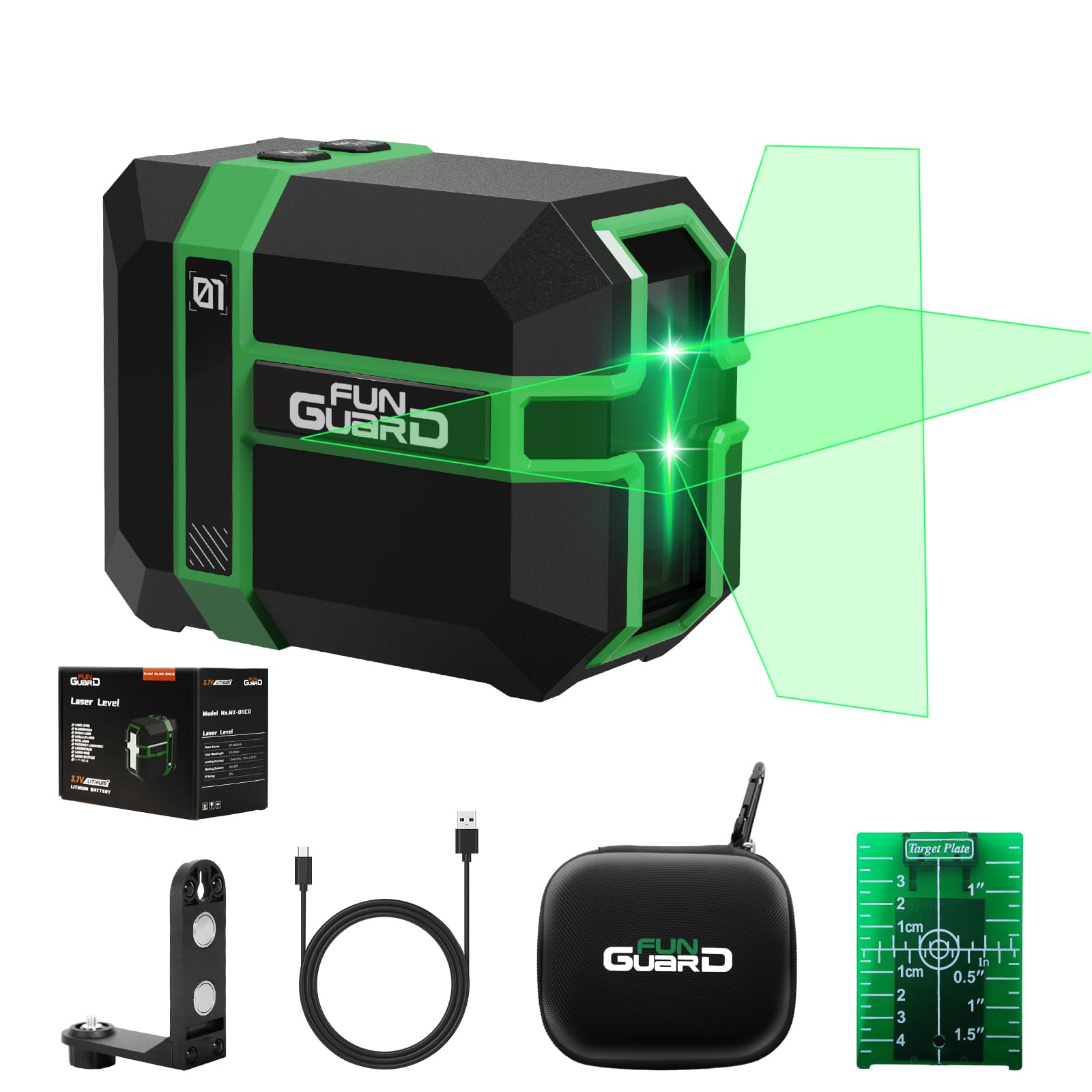 Self-Leveling Laser Level, 50M Green Dual Laser Module, 3 Switchable Modes Horizontal/Vertical, Pulse Mode, USB Charging, IP54 for Construction Sites, Home Decoration, DIY