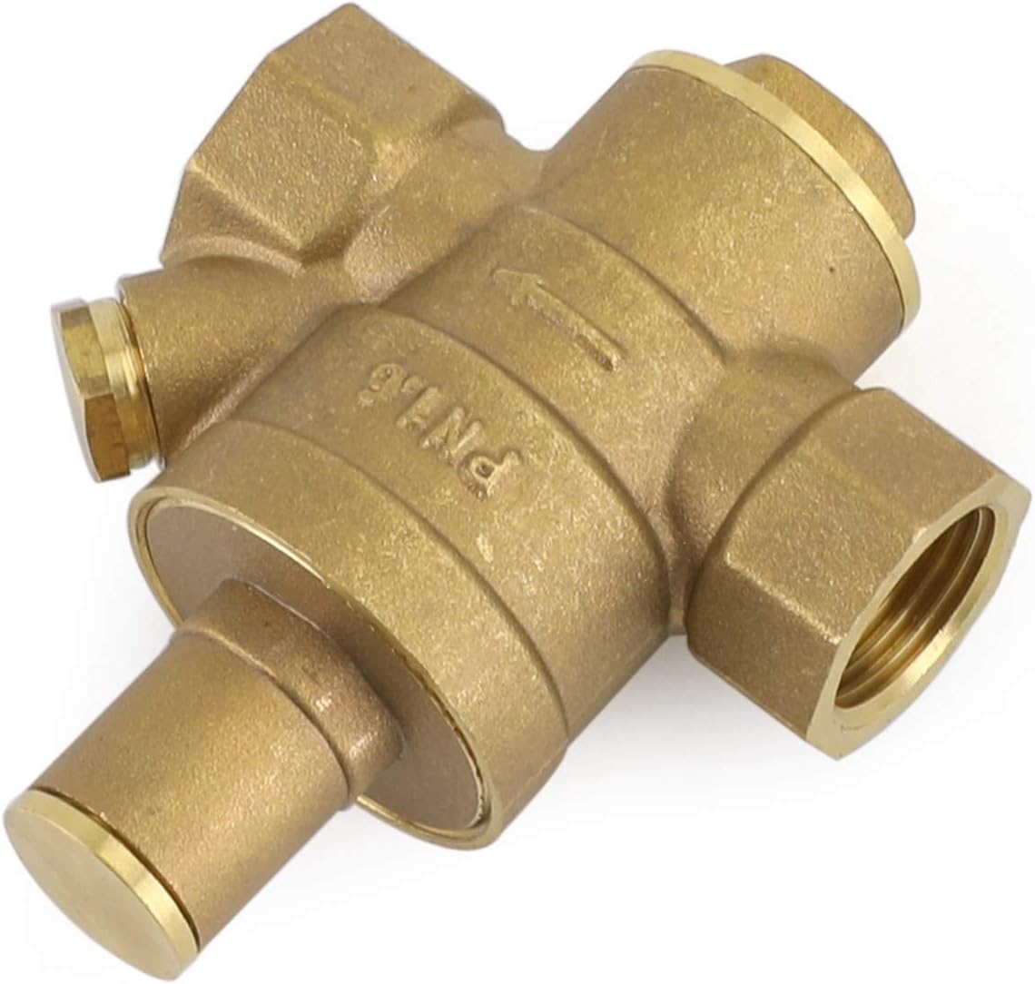 DN15 Brass Adjustable 1/2" Water Pressure Regulator Reducer With Gauge Meter