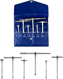 QWORK 5/16" to 6" Telescopic Gauge Bore Gauge, 6 Pack Hole Gauge Set, Premium Steel T-Bore Hole Gauges Set, Measurement Tool, Telescoping Full Round Bore Gauge