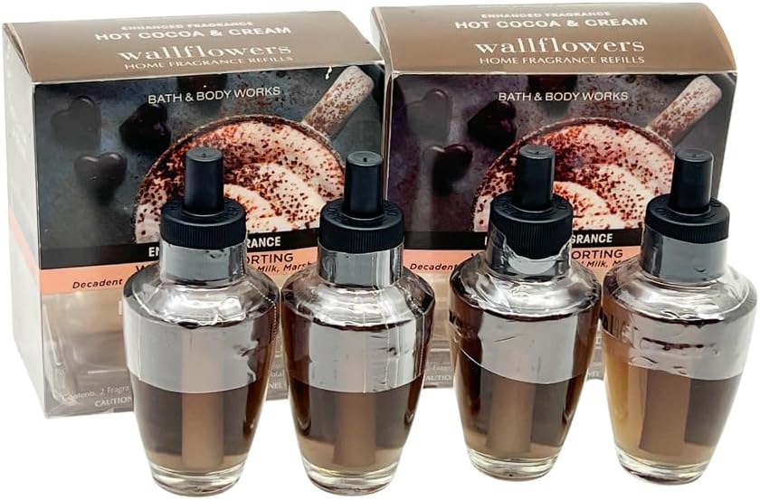 Bath & Body Works Hot Cocoa & Cream Wallflowers Home Fragrance Refills 0.8 fl oz Each - 4 Pack, Brown